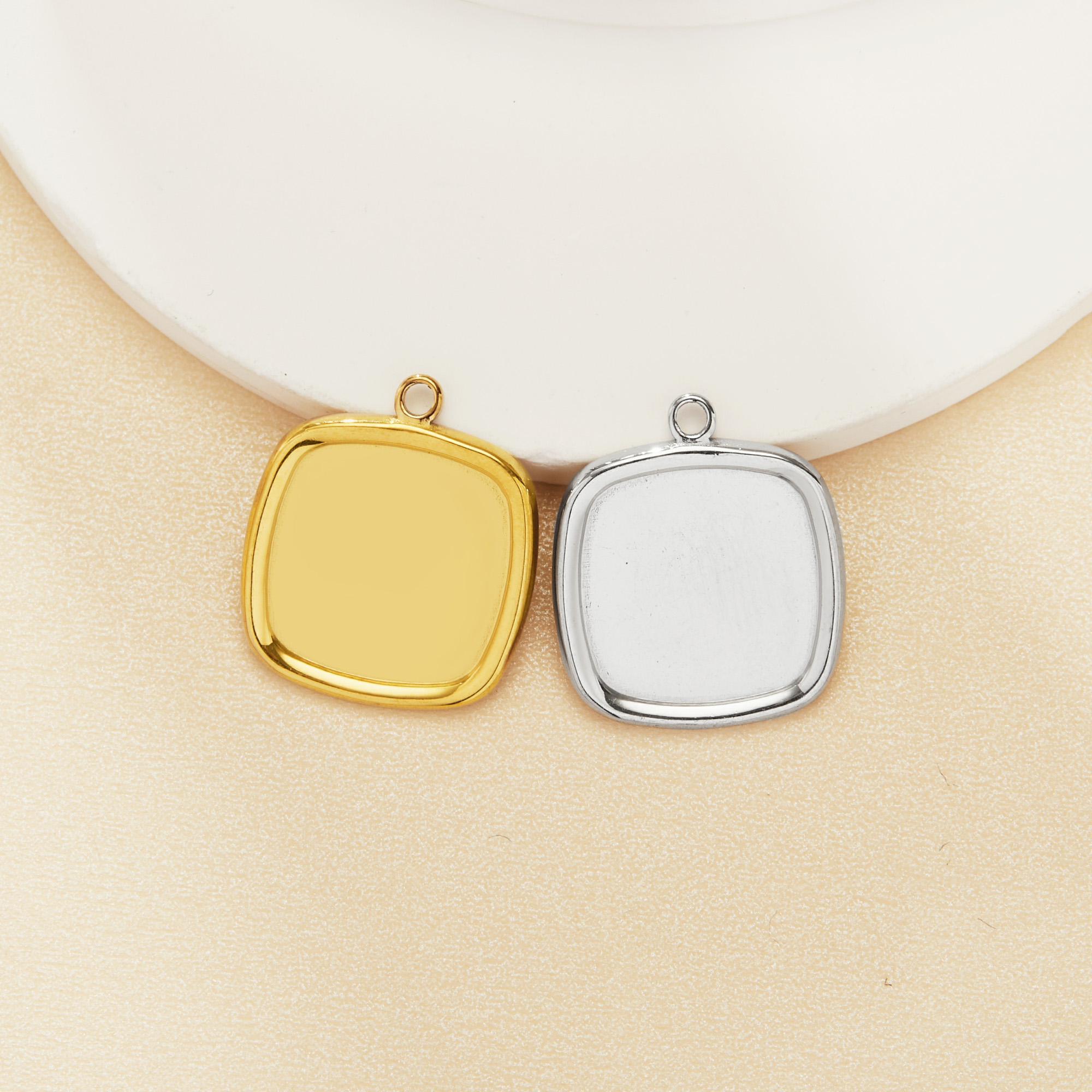 13MM Cushion Square Stainless Steel Pendant Settings,Yellow Gold Silver Flower Pendant Charm,Simple Square Pendant,DIY Pendant Blank Supplies 1431515 - Click Image to Close