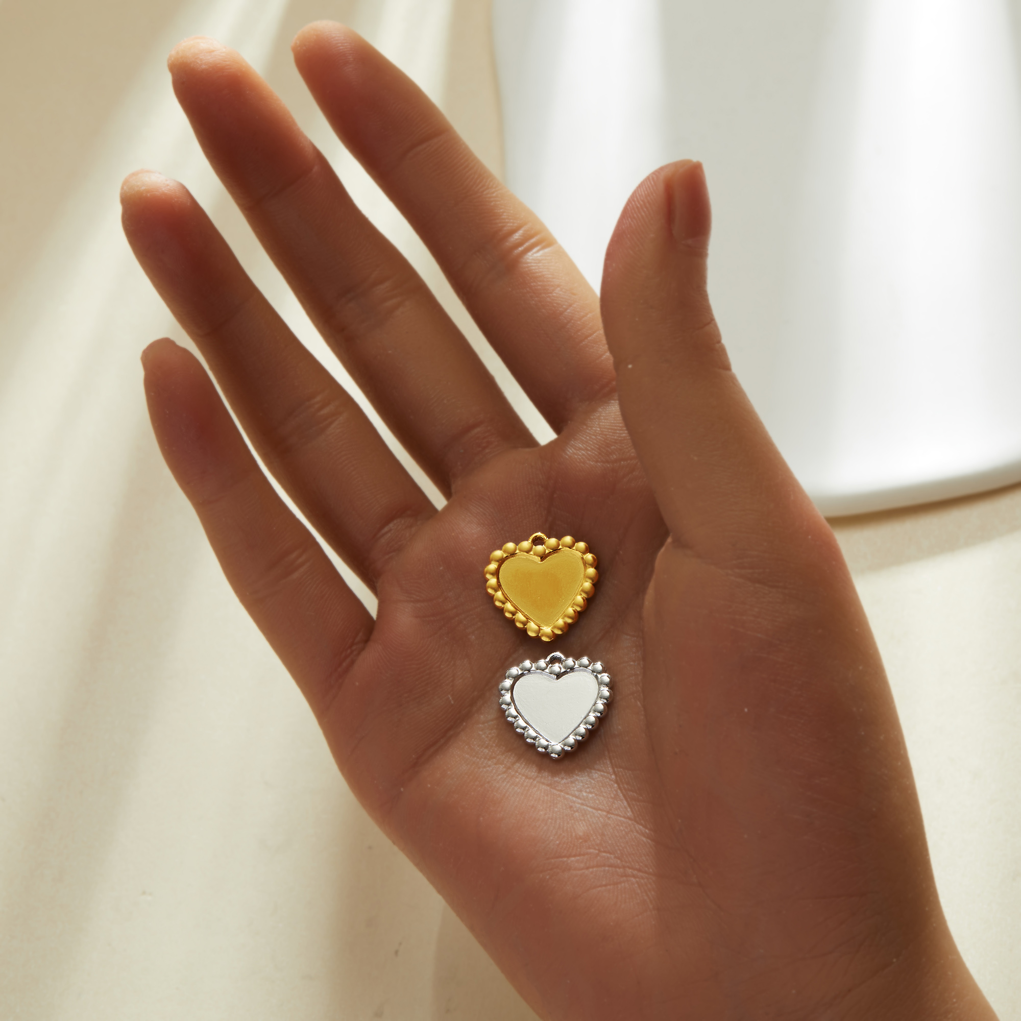 10x12MM Heart Bezel Stainless Steel Pendant Settings,Yellow Gold Silver Heart Pendant Charm,Art Deco Pendant,DIY Pendant Blank Supplies 1431517