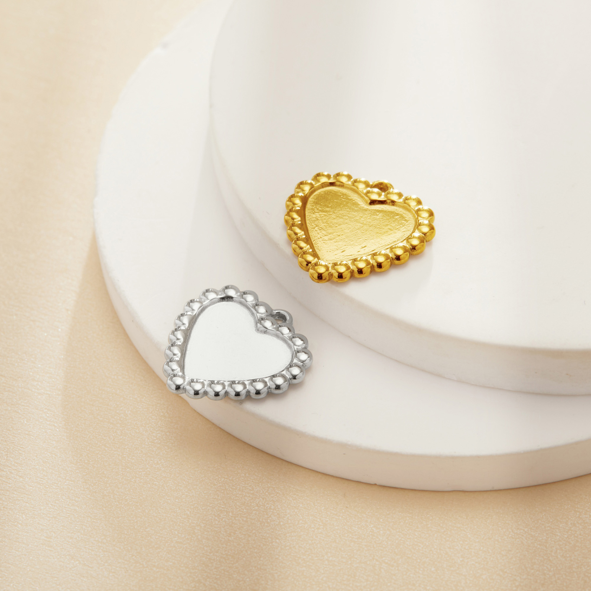 10x12MM Heart Bezel Stainless Steel Pendant Settings,Yellow Gold Silver Heart Pendant Charm,Art Deco Pendant,DIY Pendant Blank Supplies 1431517