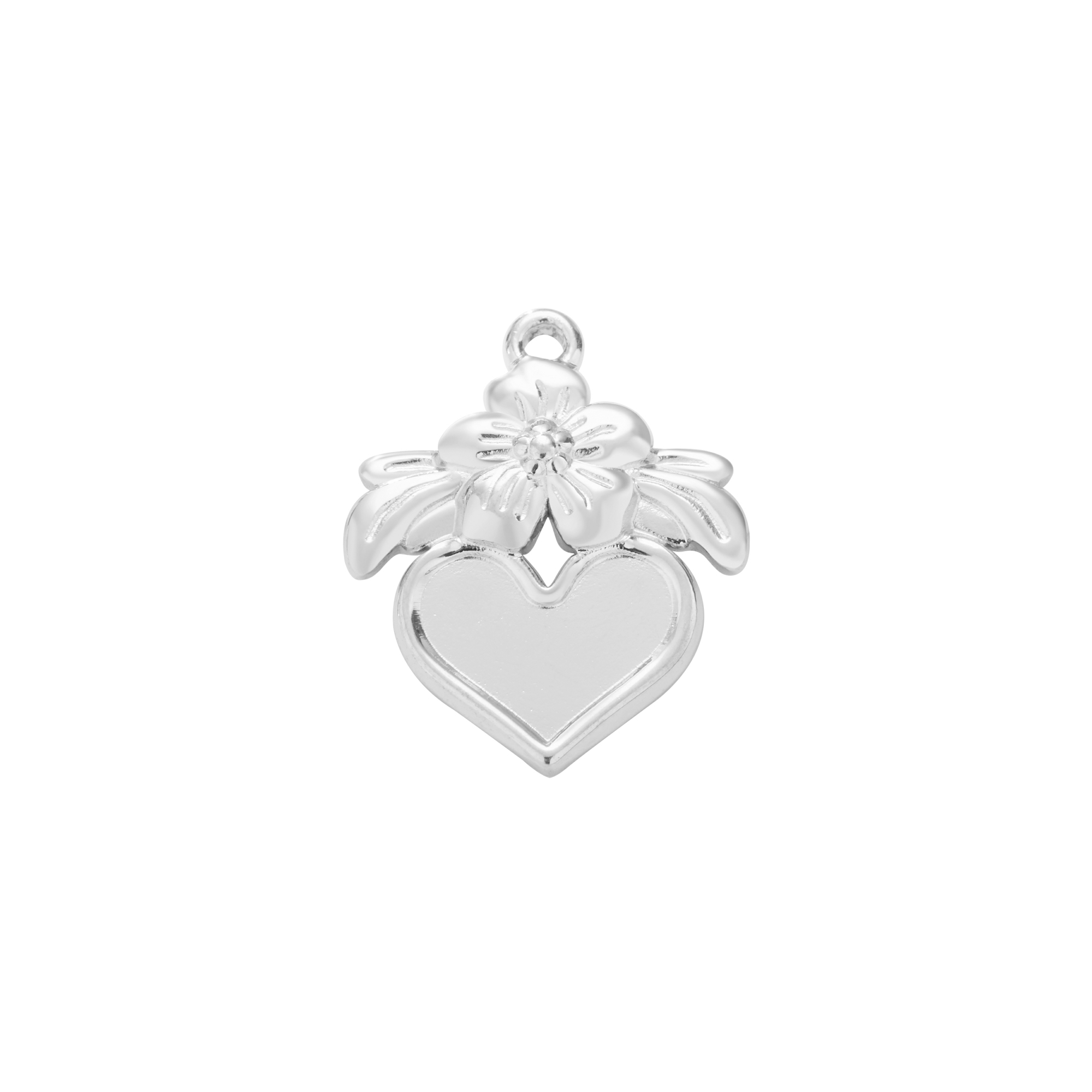 5x10MM Heart Bezel Stainless Steel Pendant Settings,Yellow Gold Silver Heart Pendant Charm,Flower Art Deco Heart Pendant,DIY Pendant Blank Supplies 1431518