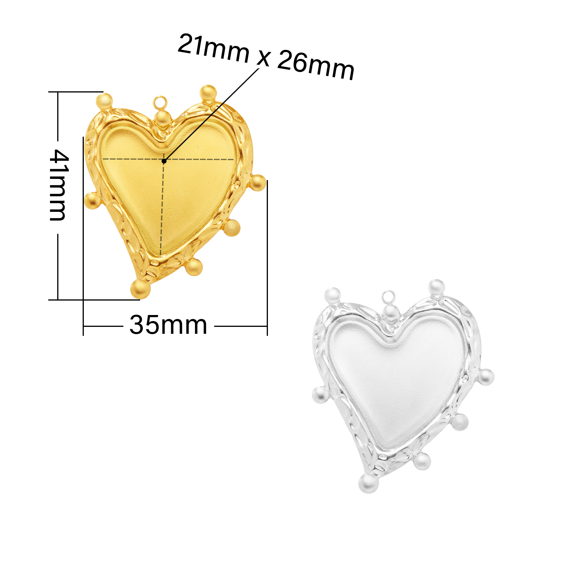 21x26MM Heart Bezel Stainless Steel Pendant Settings,Yellow Gold Rhodium Pendant Charm,Art Deco Pendant,DIY Pendant Blank Supplies 1431520