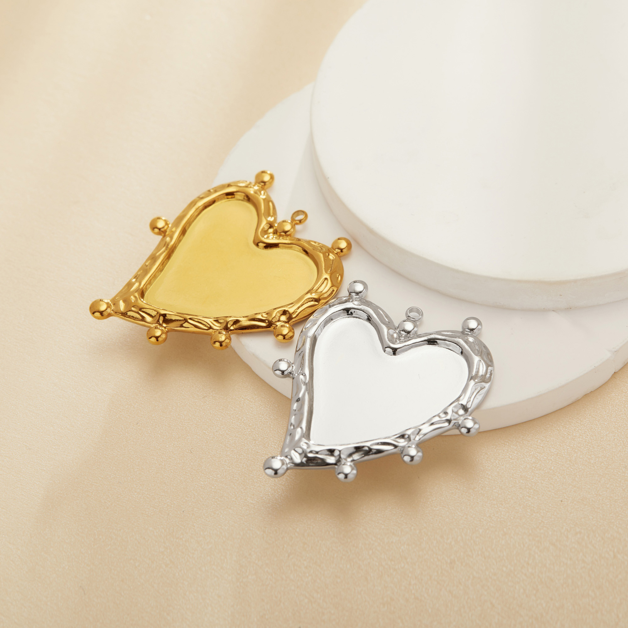 21x26MM Heart Bezel Stainless Steel Pendant Settings,Yellow Gold Rhodium Pendant Charm,Art Deco Pendant,DIY Pendant Blank Supplies 1431520