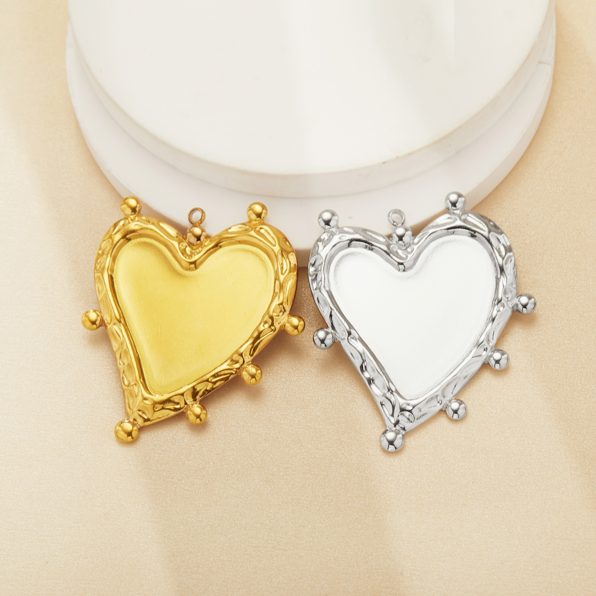 21x26MM Heart Bezel Stainless Steel Pendant Settings,Yellow Gold Rhodium Pendant Charm,Art Deco Pendant,DIY Pendant Blank Supplies 1431520