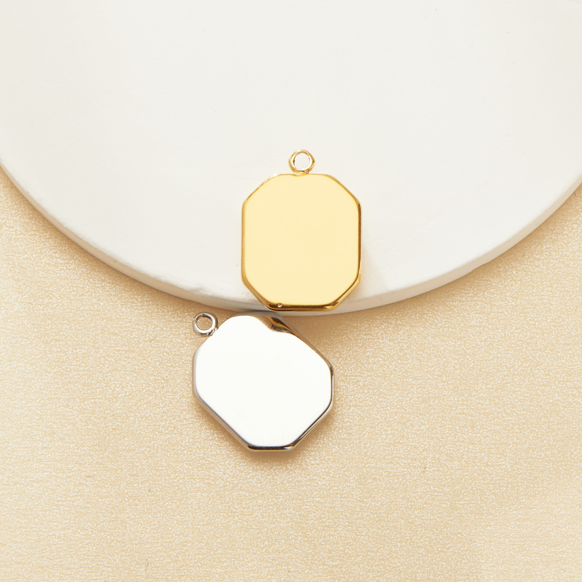 6x8MM Rectangle Bezel Pendant Settings,Yellow Gold Silver Stainless Steel Pendant Charm,Minimalist Rectangle Pendant,DIY Pendant Blank Supplies 1431521 - Click Image to Close