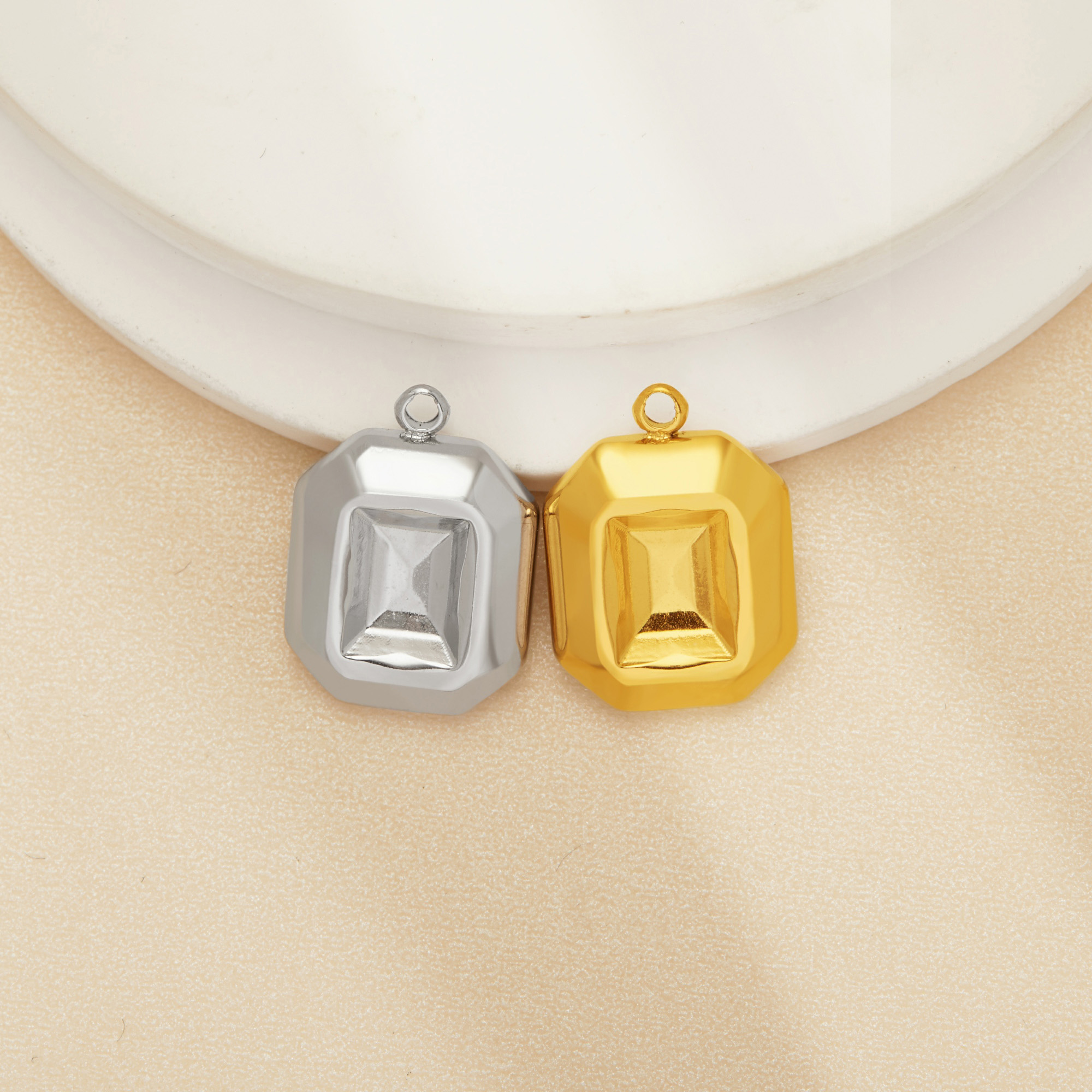 6x8MM Rectangle Bezel Pendant Settings,Yellow Gold Silver Stainless Steel Pendant Charm,Minimalist Rectangle Pendant,DIY Pendant Blank Supplies 1431521 - Click Image to Close