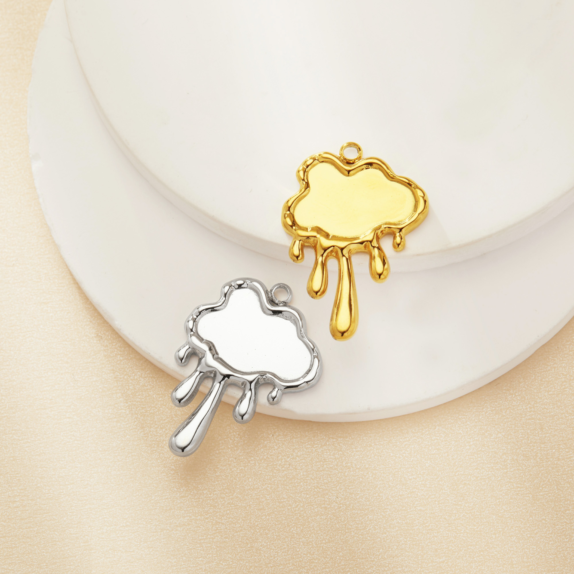 8x15MM Cloud Bezel Pendant Settings,Yellow Gold Silver Stainless Steel Pendant Charm,Art Deco Cloud Pendant,DIY Pendant Blank Supplies 1431522