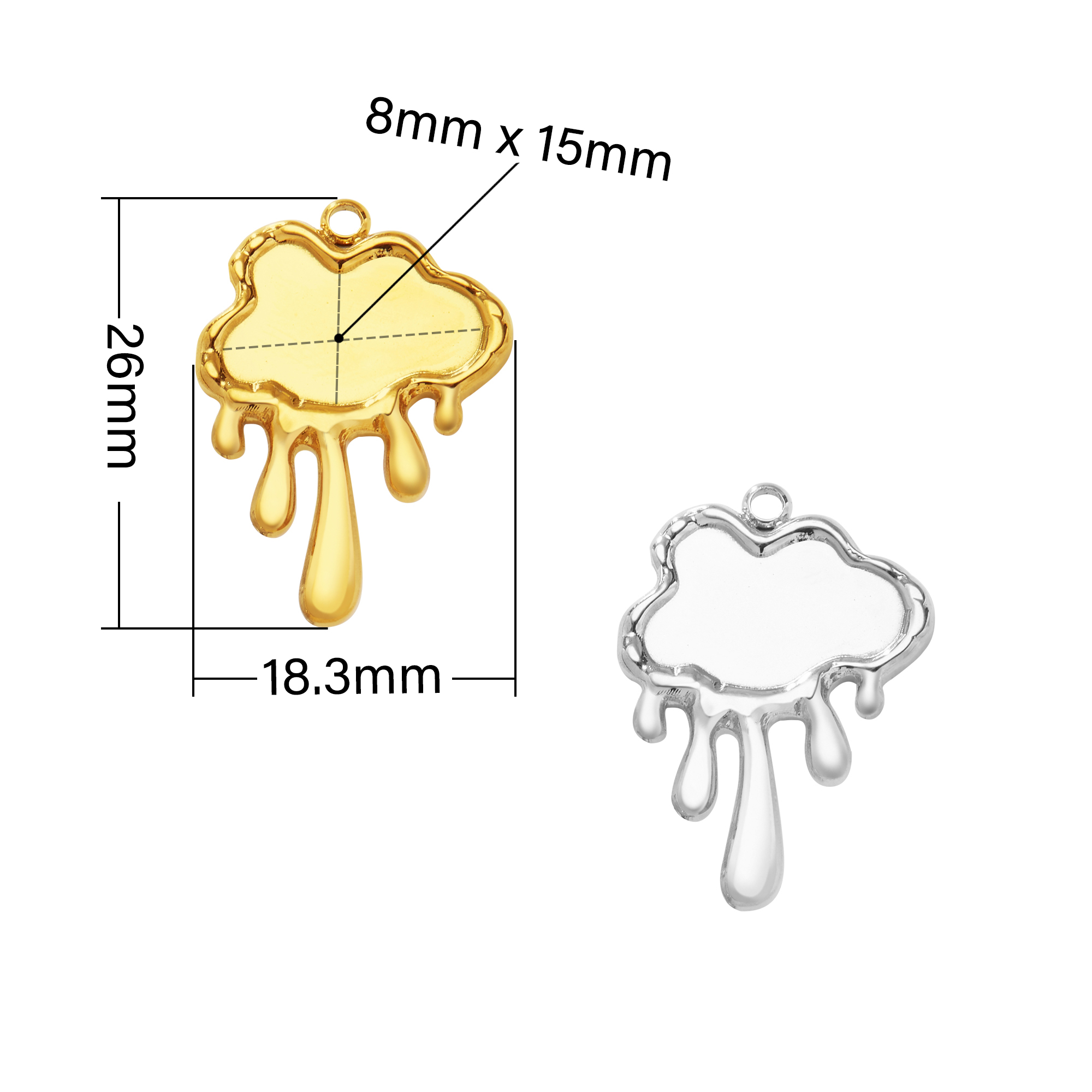 8x15MM Cloud Bezel Pendant Settings,Yellow Gold Silver Stainless Steel Pendant Charm,Art Deco Cloud Pendant,DIY Pendant Blank Supplies 1431522