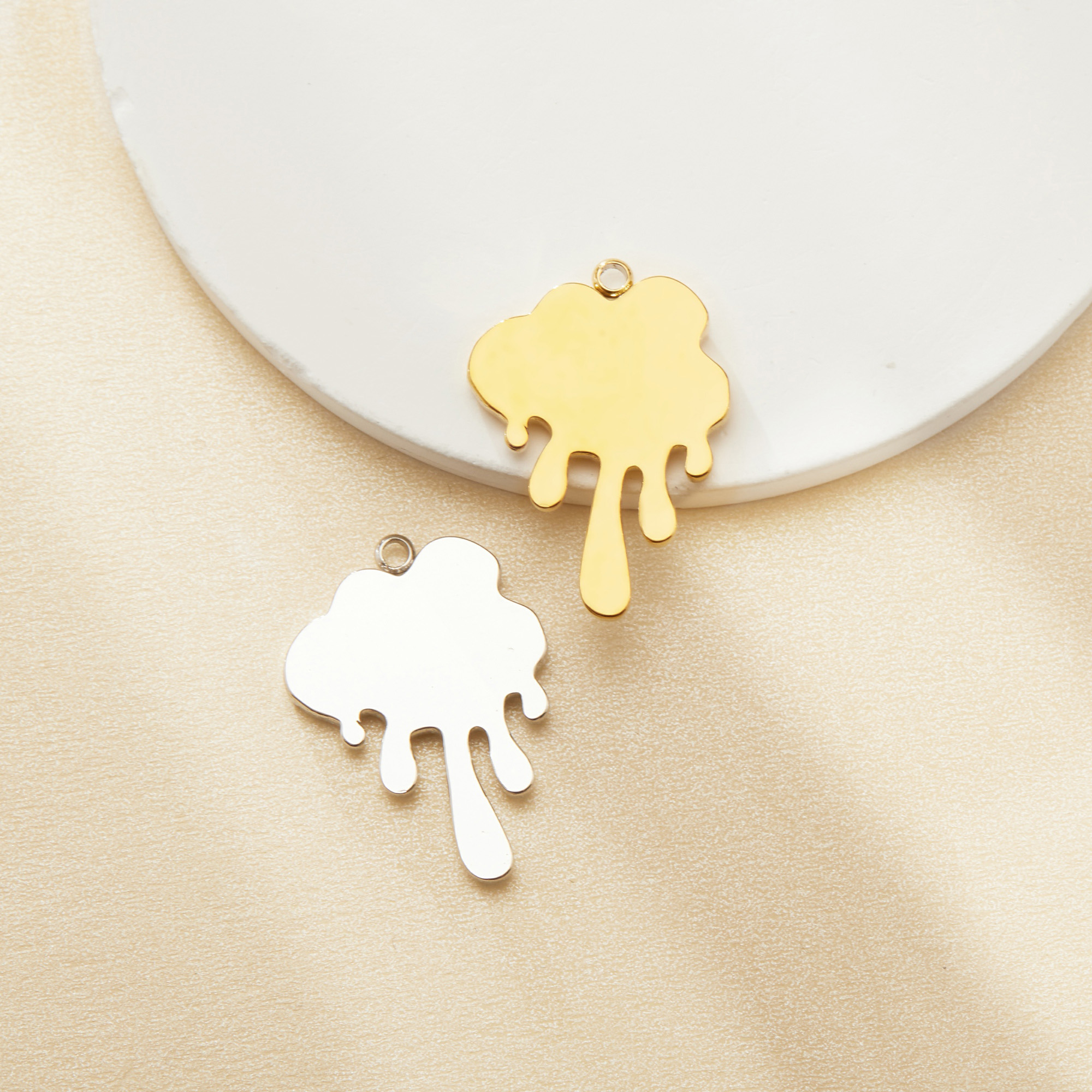 8x15MM Cloud Bezel Pendant Settings,Yellow Gold Silver Stainless Steel Pendant Charm,Art Deco Cloud Pendant,DIY Pendant Blank Supplies 1431522