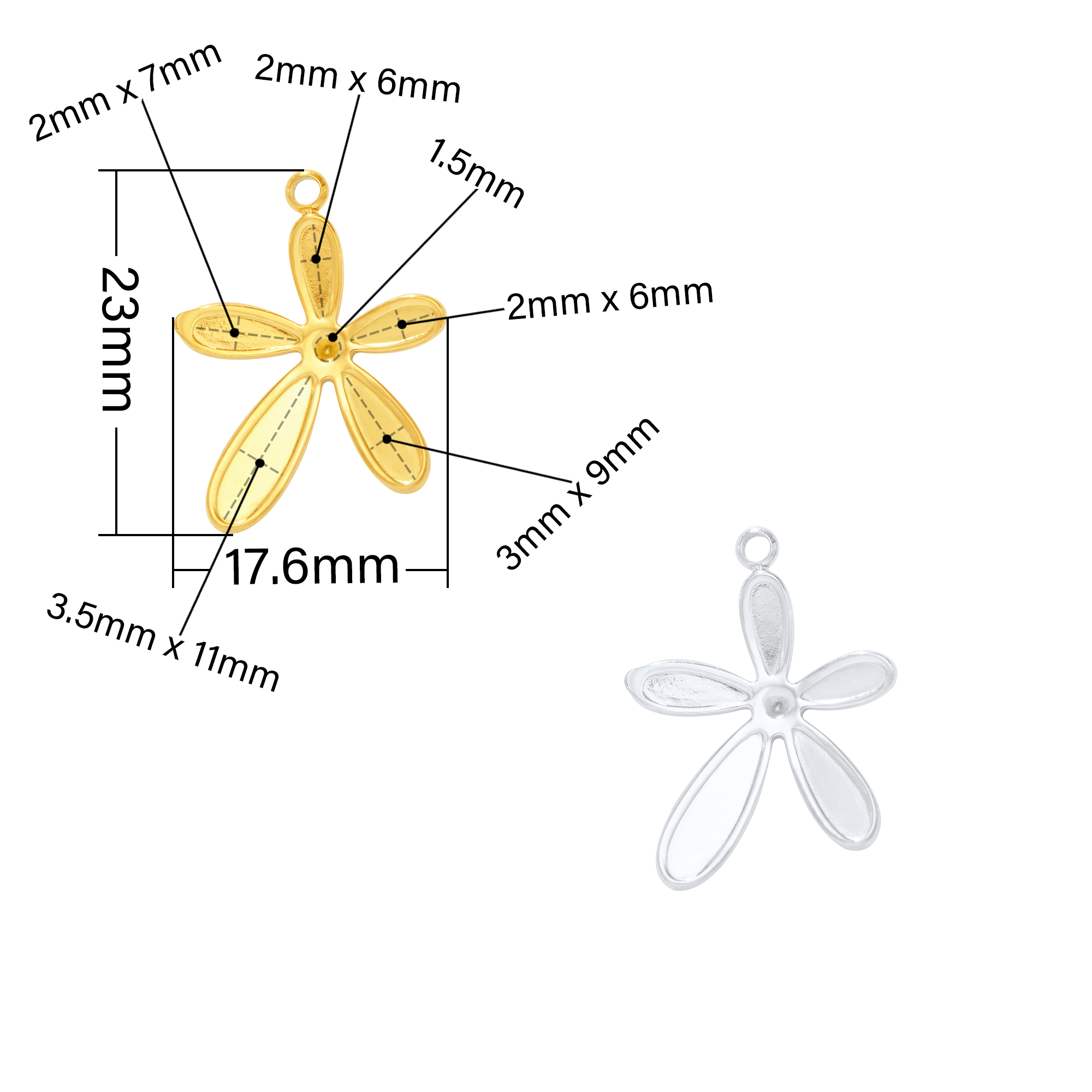 Pear Bezel Stainless Steel Pendant Settings,Yellow Gold Silver Flower Pendant Charm,Art Deco Pendant,DIY Pendant Blank Supplies 1431523 - Click Image to Close