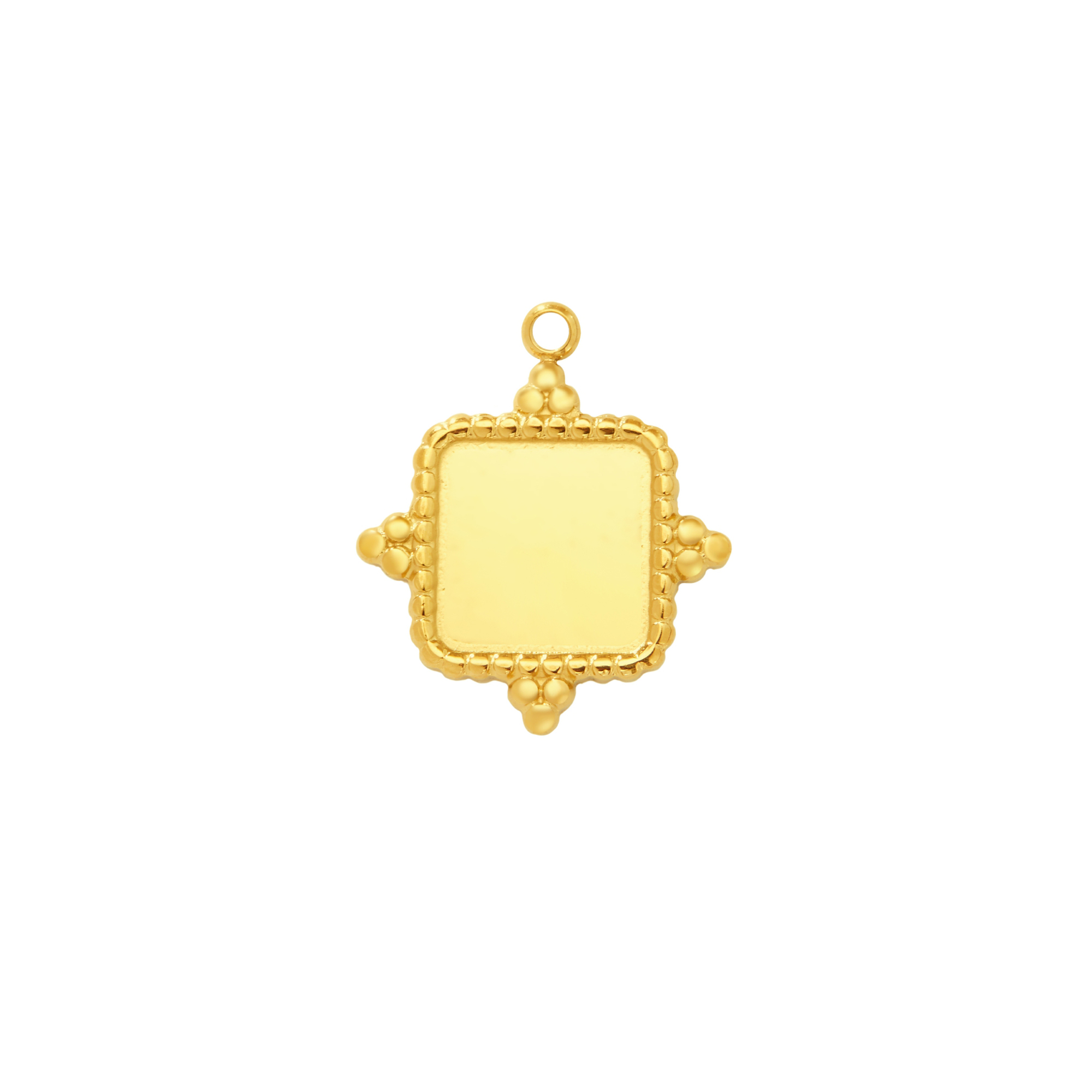 10.5MM Square Bezel Stainless Steel Pendant Settings,Yellow Gold Rhodium Square Pendant Charm,Vintage Styles Pendant,DIY Pendant Supplies 1431524 - Click Image to Close