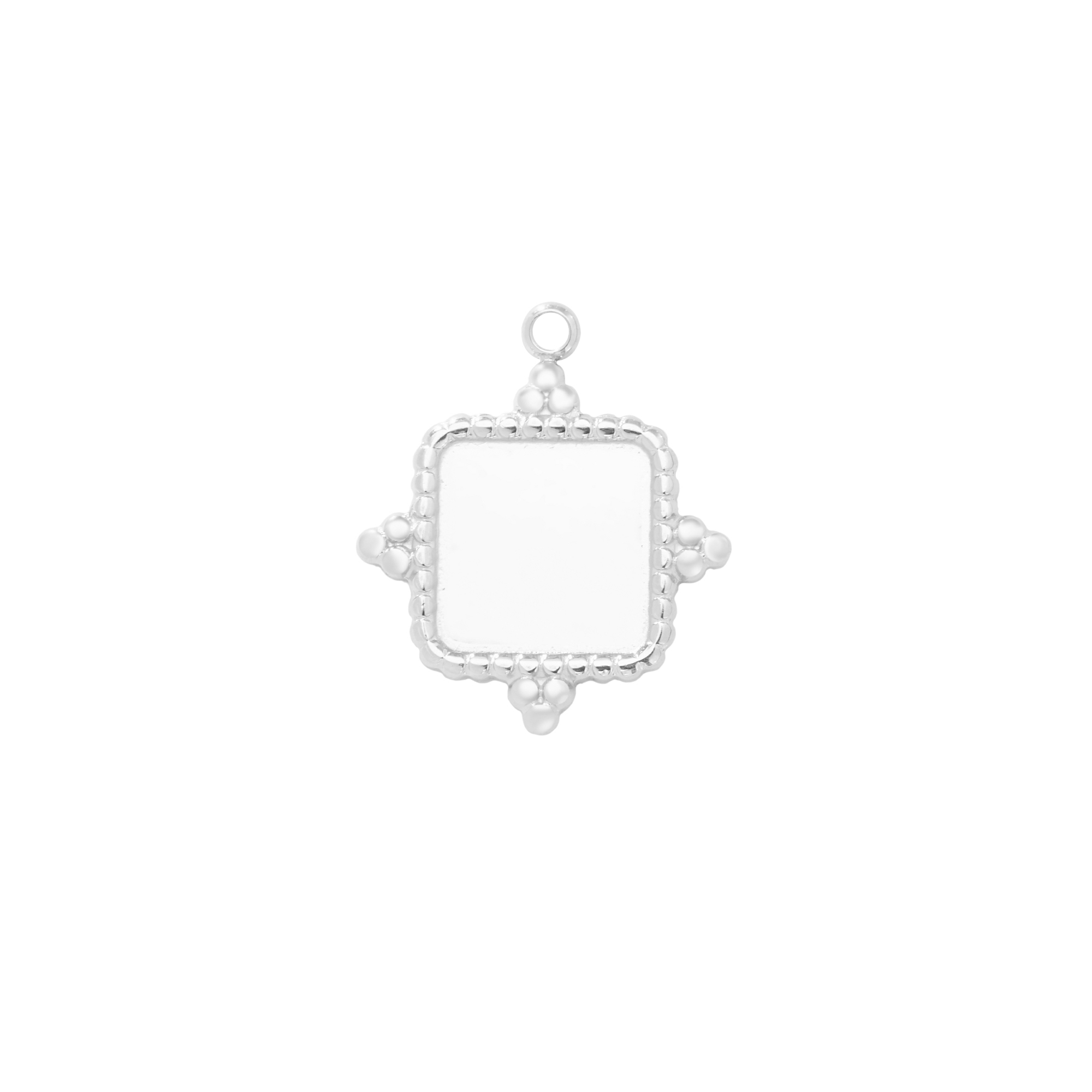 10.5MM Square Bezel Stainless Steel Pendant Settings,Yellow Gold Rhodium Square Pendant Charm,Vintage Styles Pendant,DIY Pendant Supplies 1431524 - Click Image to Close