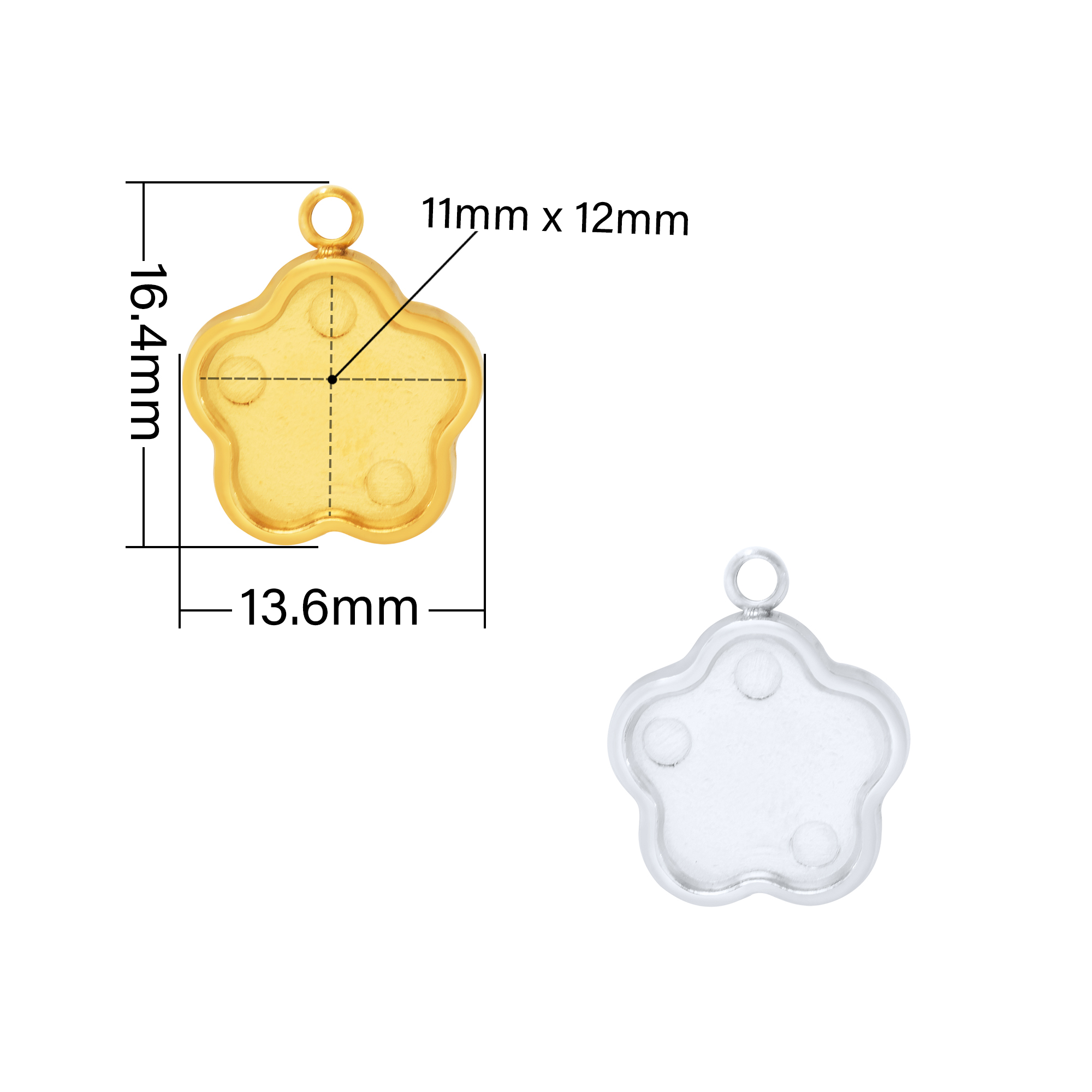 Flower Bezel Stainless Steel Pendant Settings,Yellow Gold Silver Pendant Charm,Minimalist Flower Pendant,DIY Pendant Supplies 1431527 - Click Image to Close