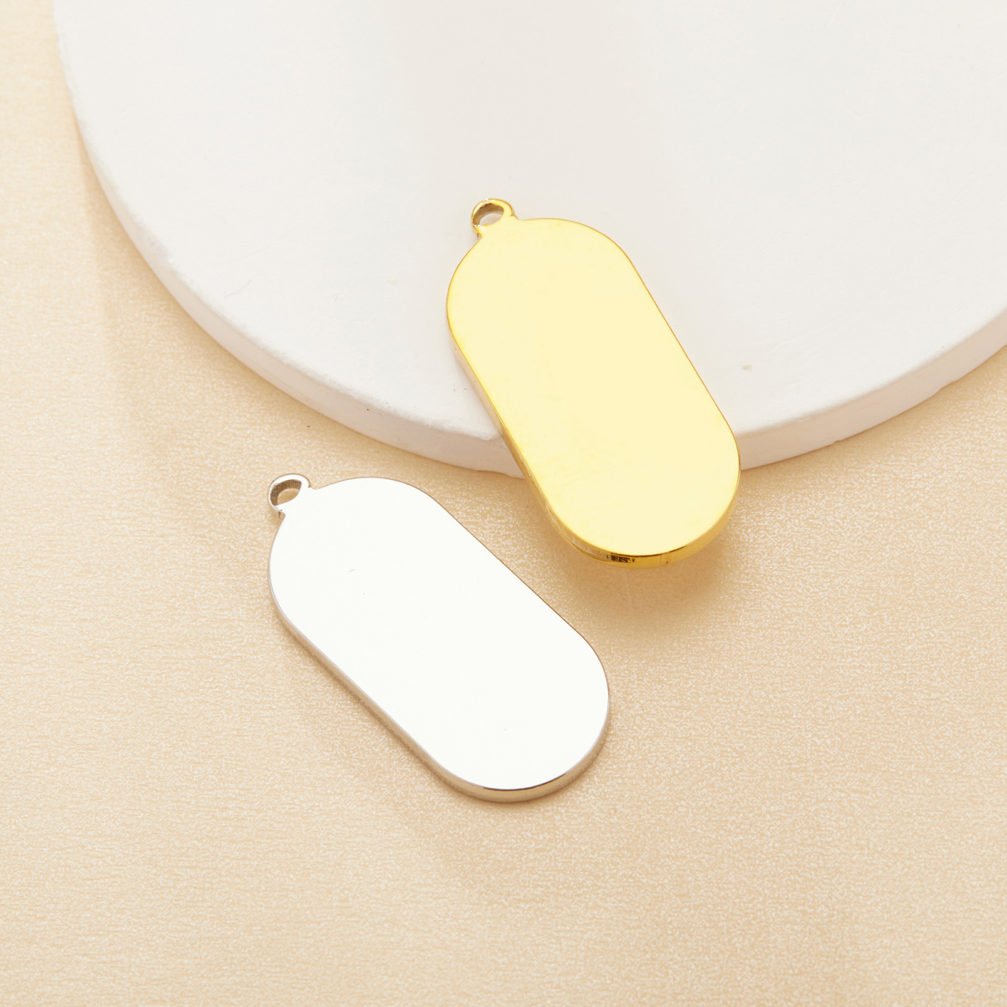 9x23MM Oval Bezel Stainless Steel Pendant Settings,Yellow Gold Silver Pendant Charm,Art Deco Oval Pendant,DIY Pendant Supplies 1431529 - Click Image to Close