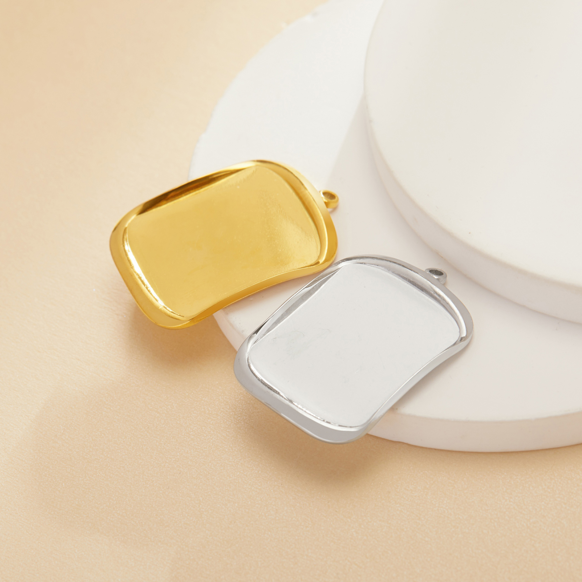 19x22MM Rectangle Bezel Stainless Steel Pendant Settings,Yellow Gold Silver Pendant Charm,Minimalist Pendant,DIY Pendant Supplies 1431530 - Click Image to Close