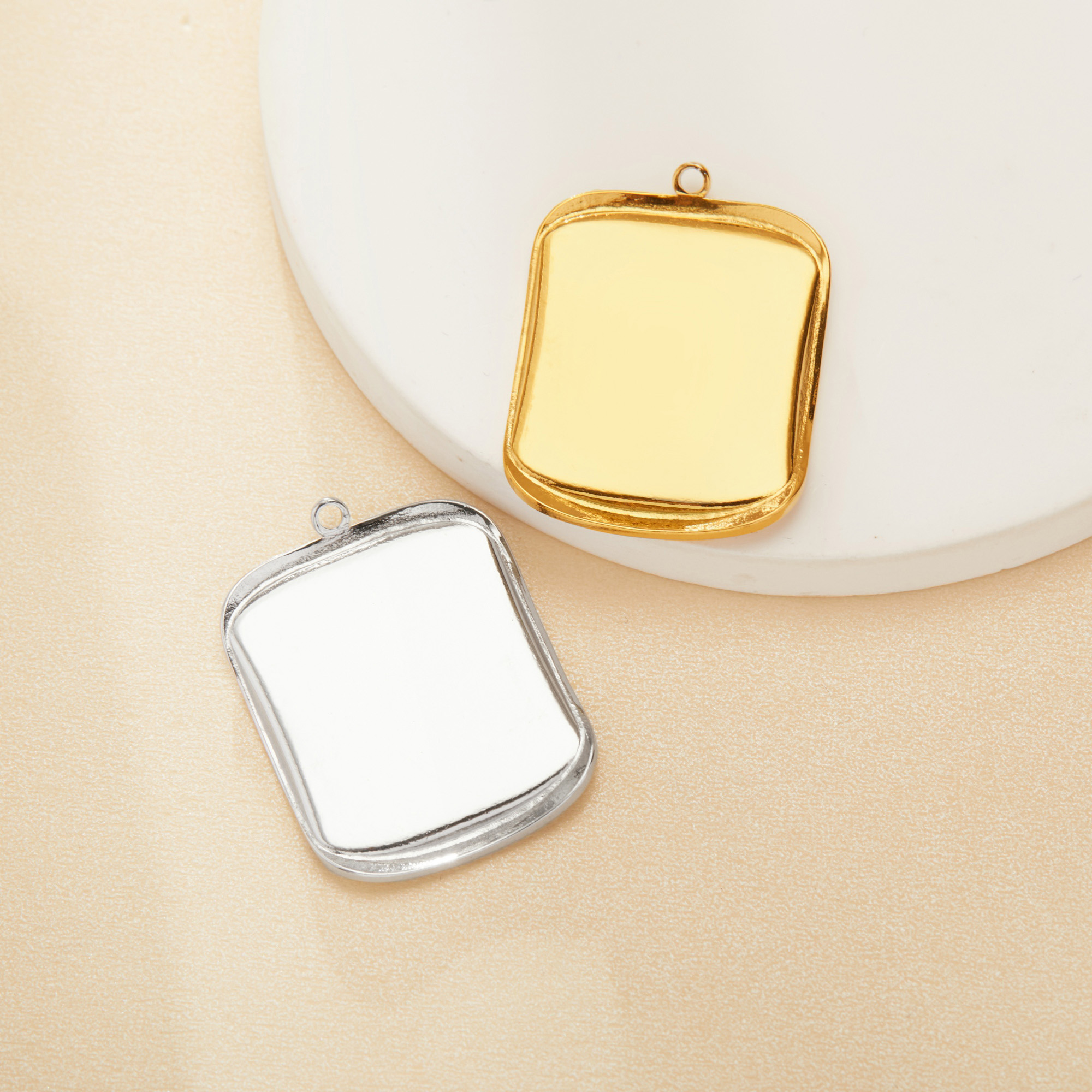 19x22MM Rectangle Bezel Stainless Steel Pendant Settings,Yellow Gold Silver Pendant Charm,Minimalist Pendant,DIY Pendant Supplies 1431530 - Click Image to Close
