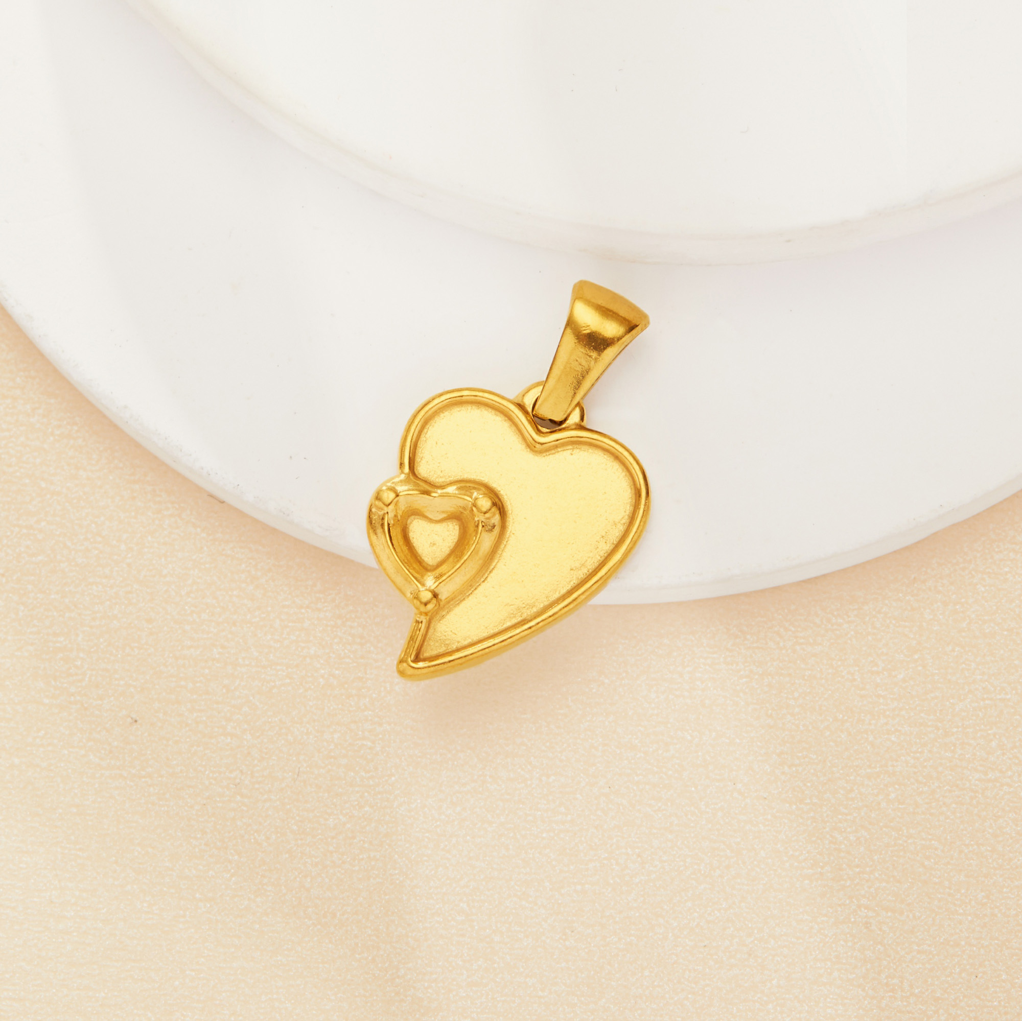 Heart Bezel Stainless Steel Pendant Settings,Gold Plated Stainless Steel Heart Pendant Charm,DIY Pendant Supplies 1431532