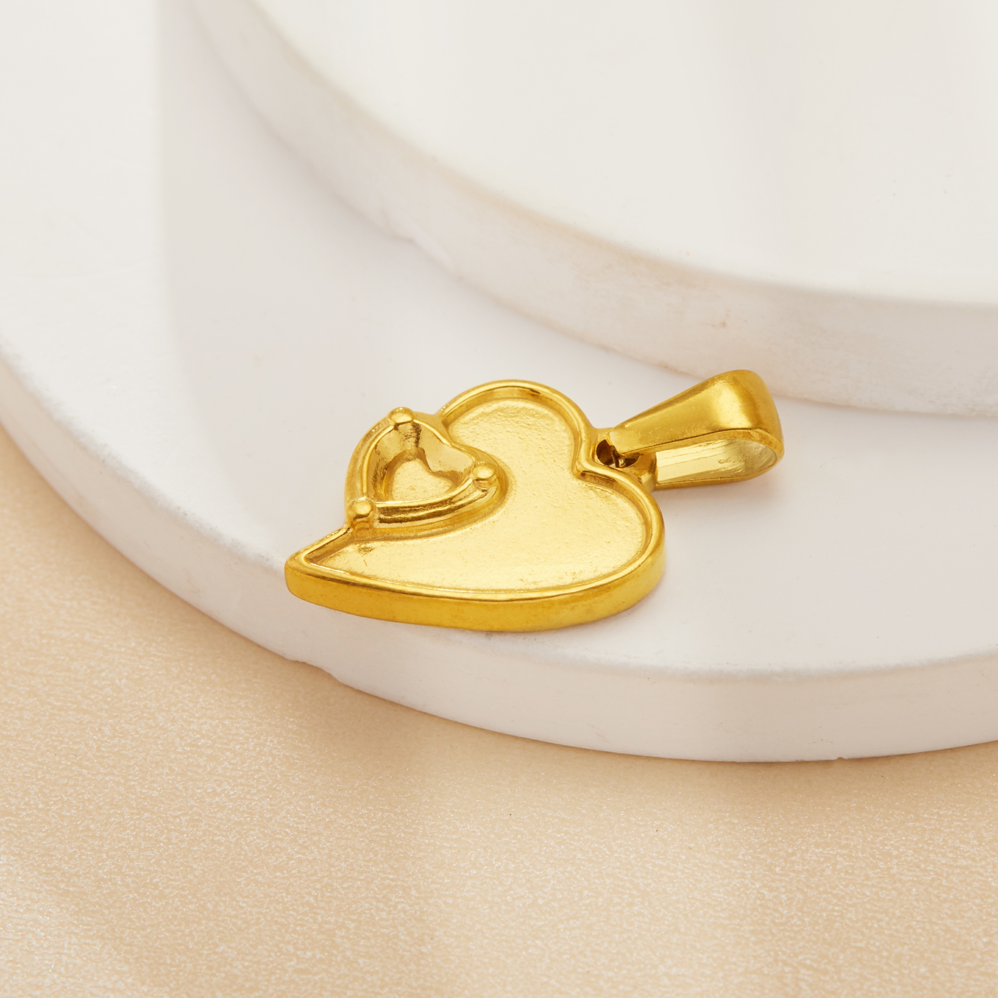 Heart Bezel Stainless Steel Pendant Settings,Gold Plated Stainless Steel Heart Pendant Charm,DIY Pendant Supplies 1431532