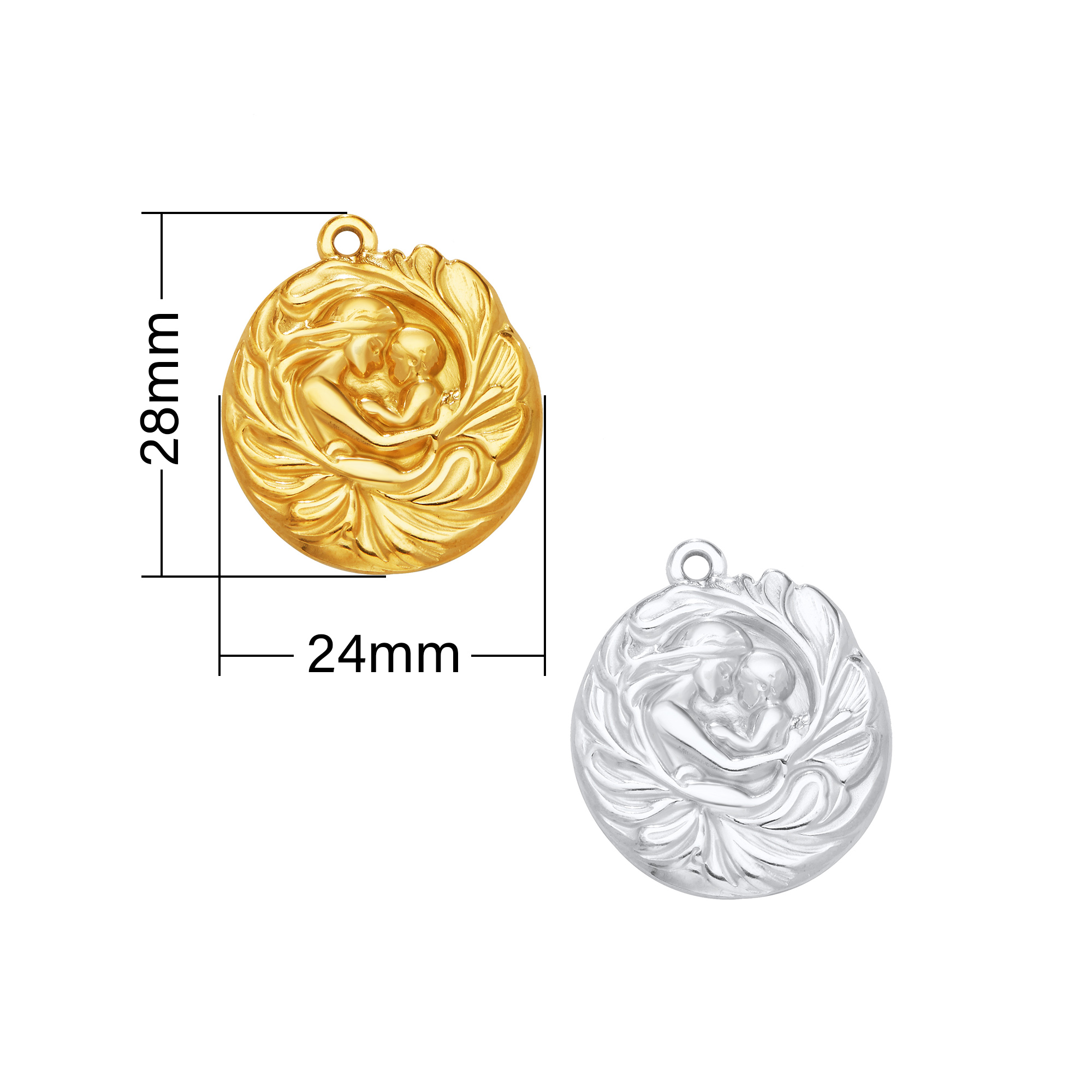 Mother and Baby Flower Pendant Charm,Stainless Steel Gold Plated Rose Flower Pendant,Simple Flower Pendant,DIY Pendant Supplies 1431534 - Click Image to Close