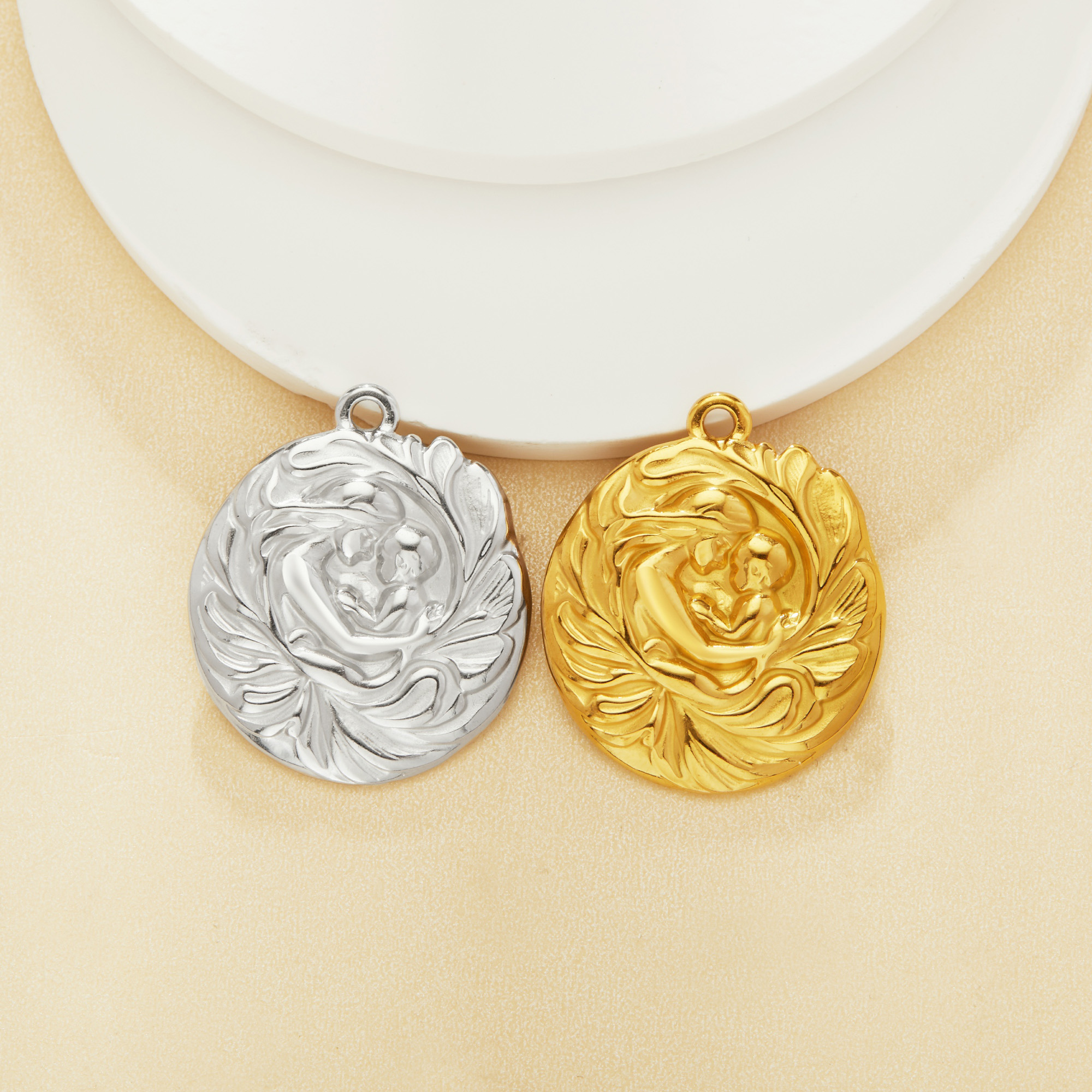 Mother and Baby Flower Pendant Charm,Stainless Steel Gold Plated Rose Flower Pendant,Simple Flower Pendant,DIY Pendant Supplies 1431534 - Click Image to Close