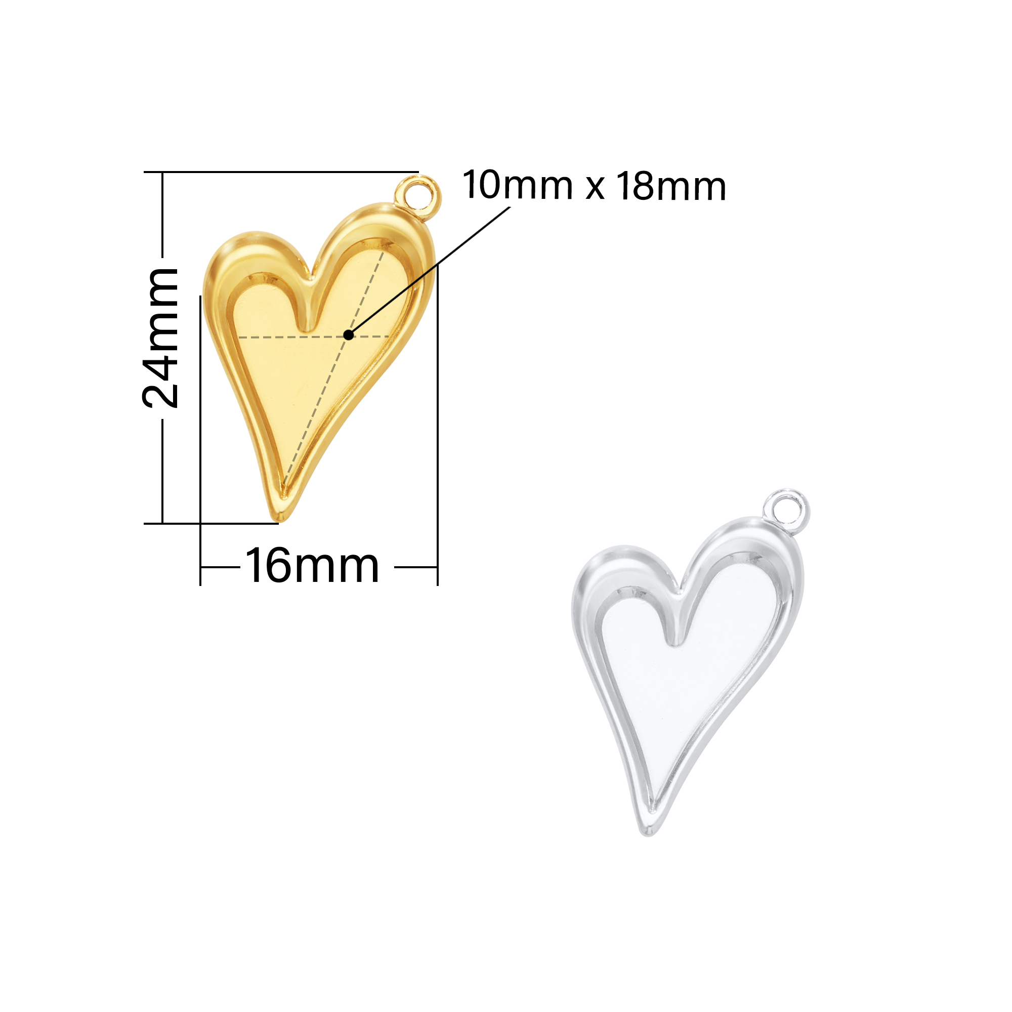 10x18MM Keepsake Breast Milk Resin Heart Bezel Pendant Settings,Simple Stainless Steel Heart Pendant Charm,DIY Pendant Supplies 1431536 - Click Image to Close