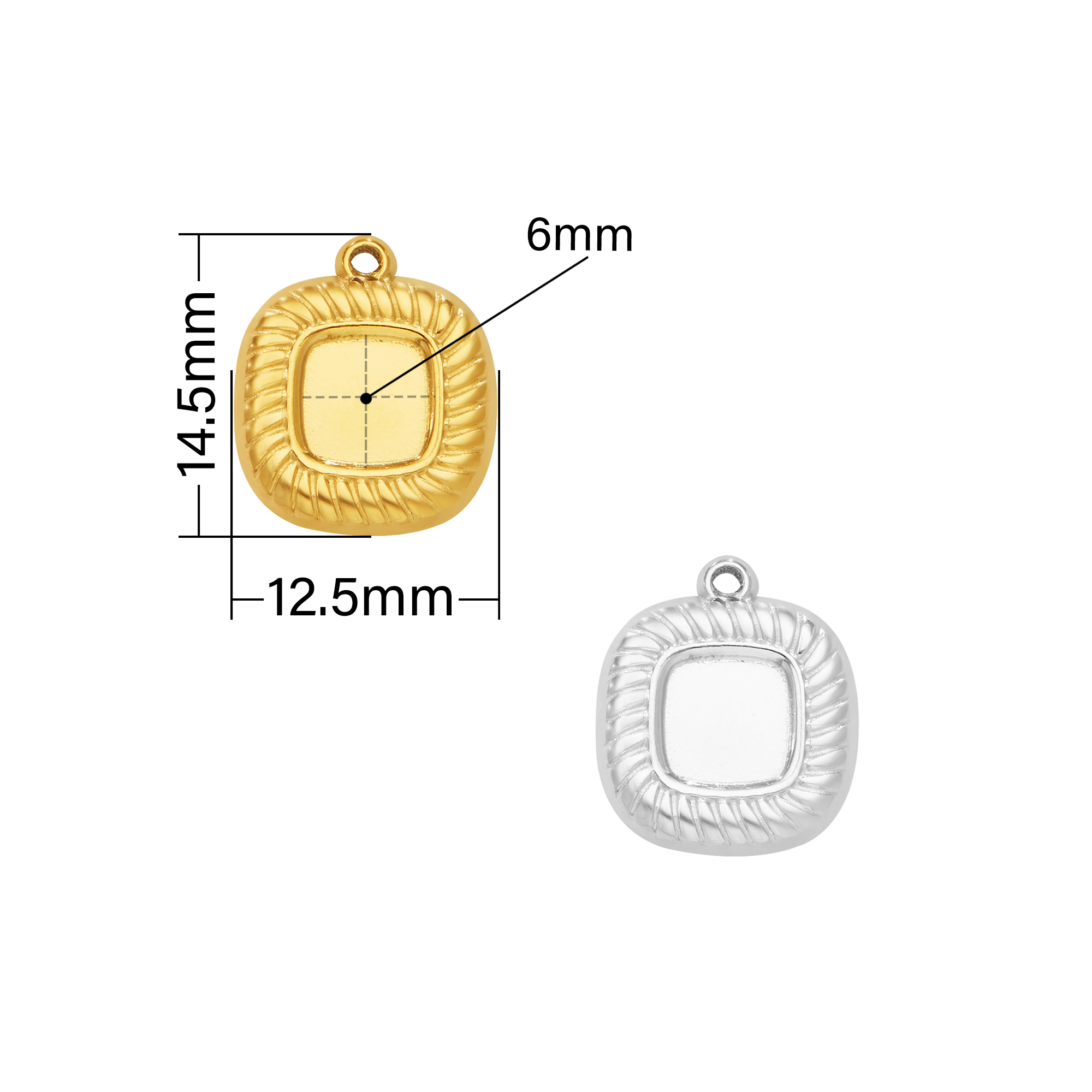 6MM Cushion Square Bezel Stainless Steel Pendant Settings,Stainless Steel Square Pendant Charm,Art Deco Square Pendant,DIY Pendant Blank 1431538 - Click Image to Close