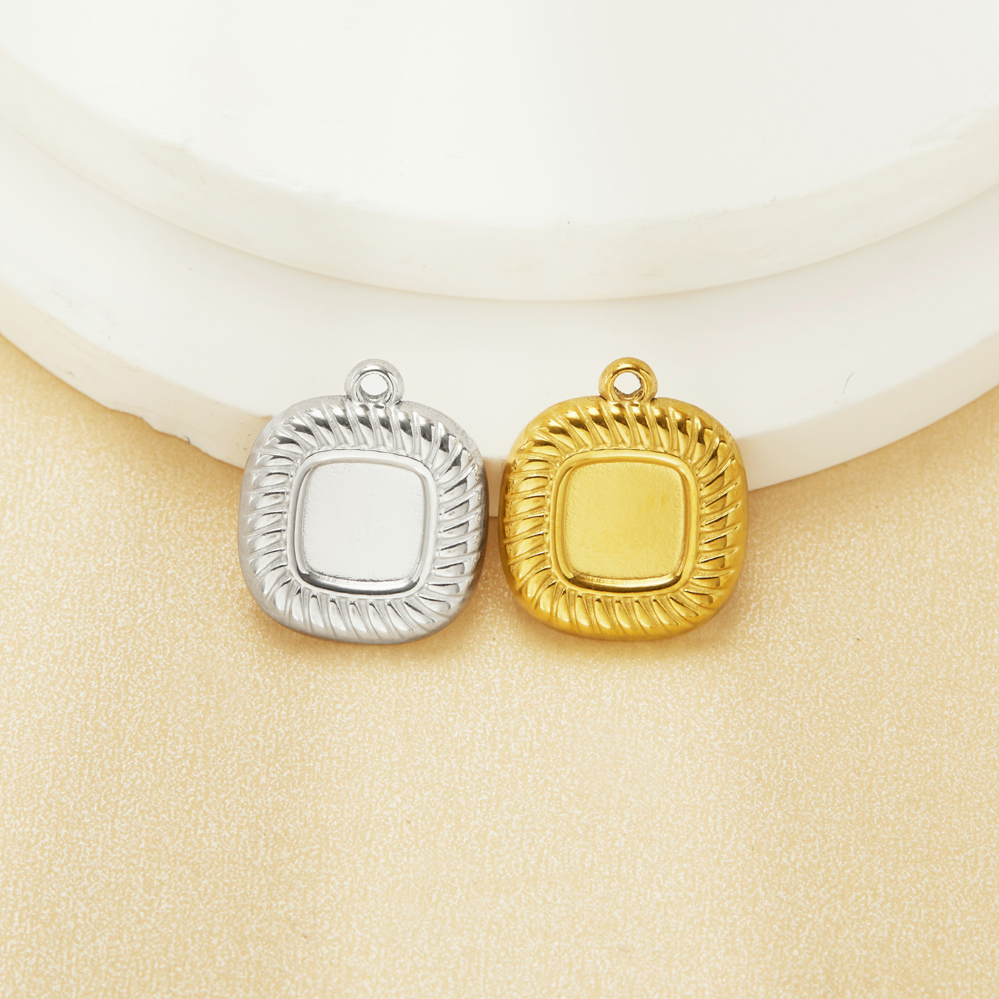 6MM Cushion Square Bezel Stainless Steel Pendant Settings,Stainless Steel Square Pendant Charm,Art Deco Square Pendant,DIY Pendant Blank 1431538 - Click Image to Close