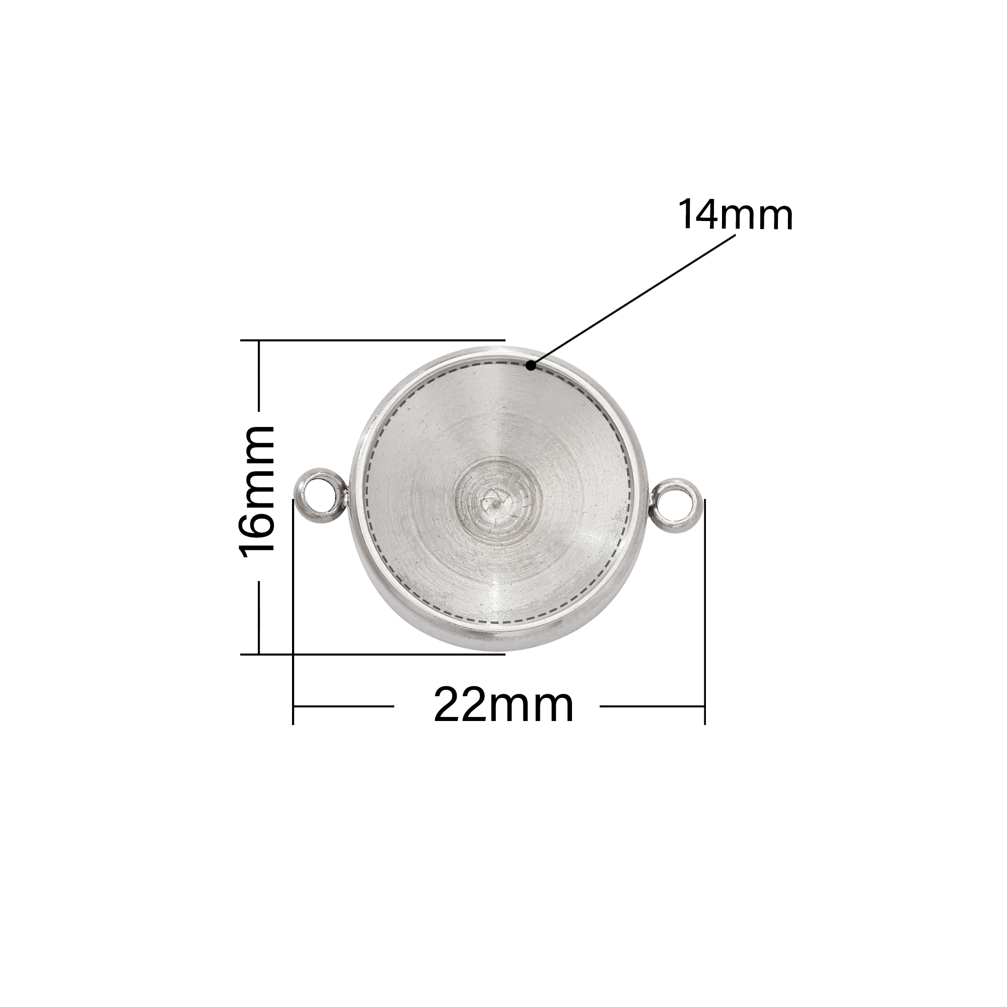 14MM Round Stainless Steel Pendant Settings With Two Loops,Minimalist Silver Pendant Charm Connector,DIY Pendant Blank Supplies 1431543 - Click Image to Close