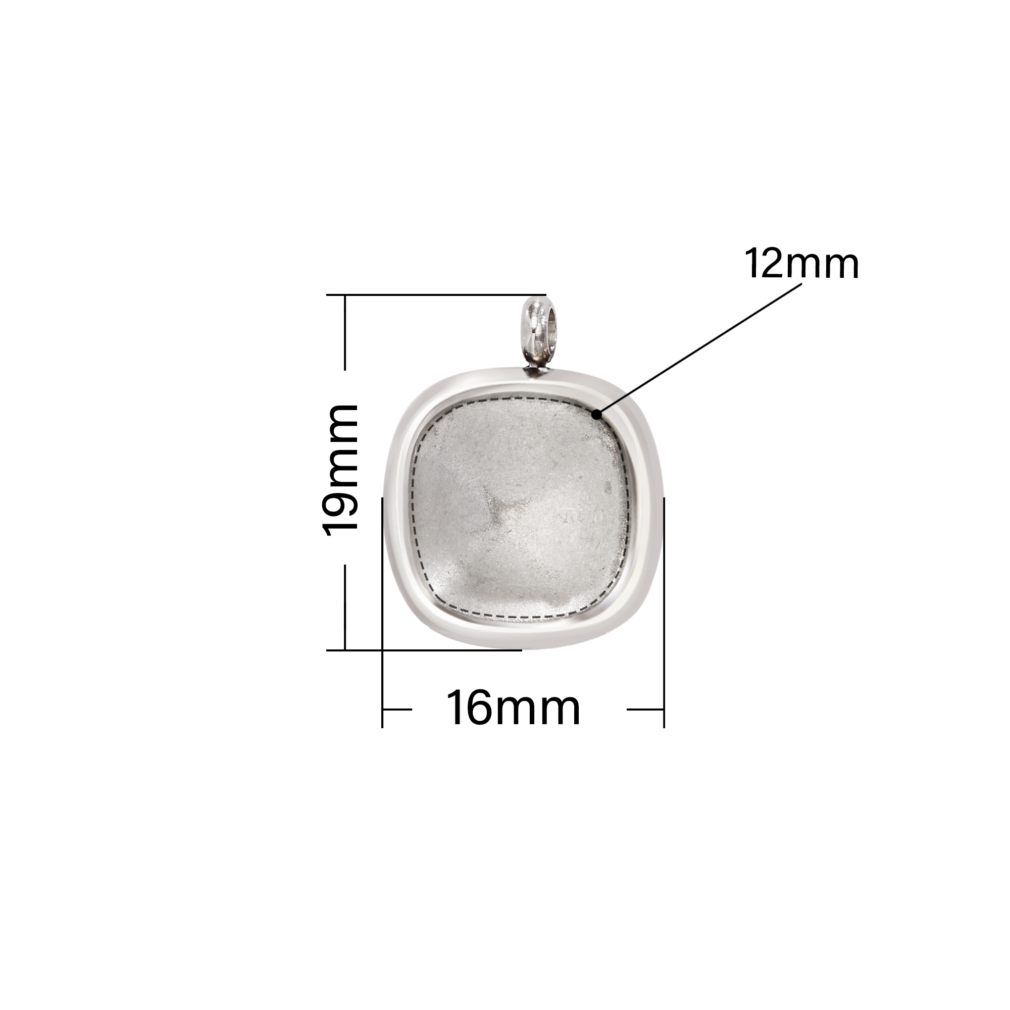 12MM Cushion Square Stainless Steel Pendant Settings,Minimalist Square Pendant Charm,Simple Square Pendant,DIY Pendant Blank 1431544 - Click Image to Close
