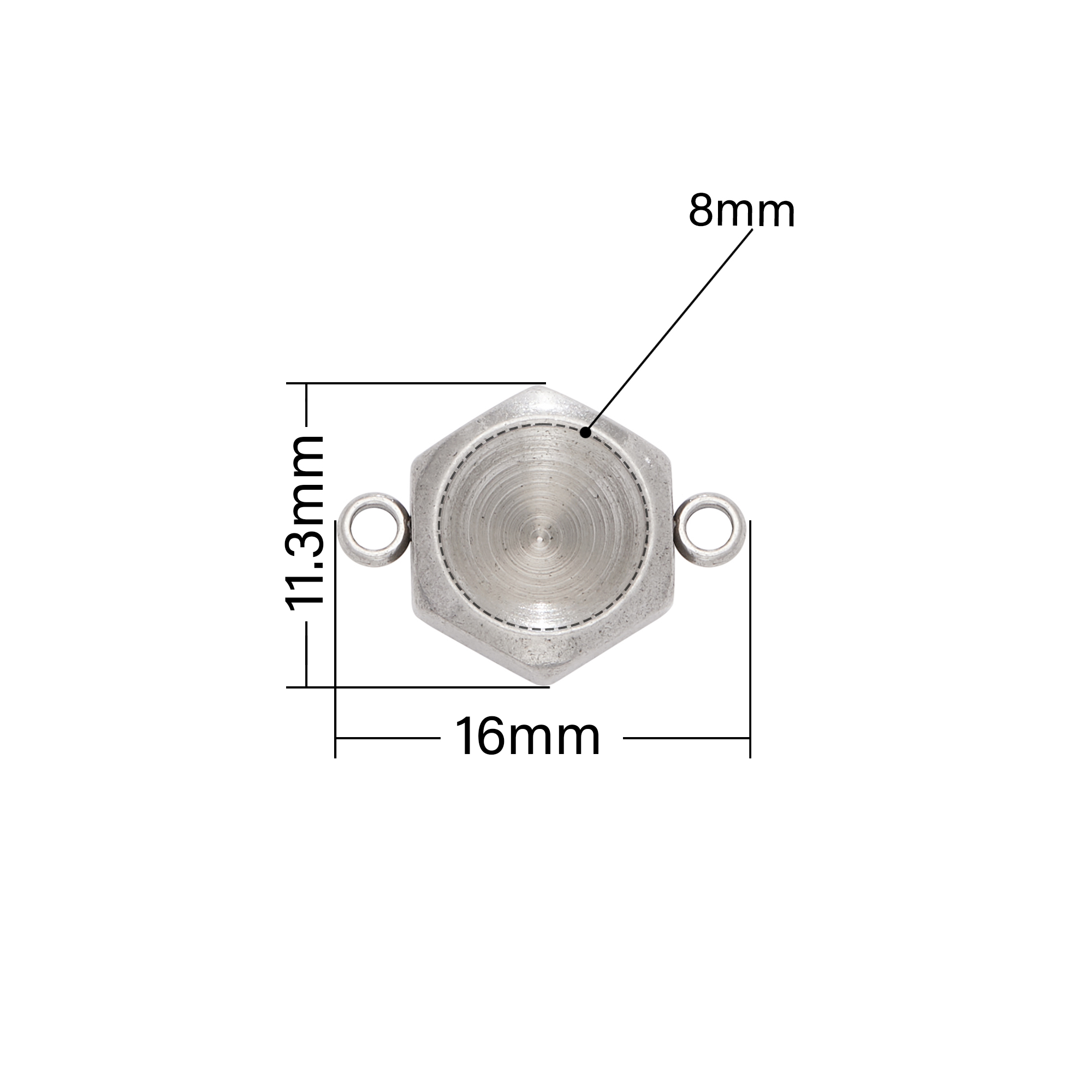 8MM Round Stainless Steel Pendant Settings With Two Loops,Minimalist Hexagon Pendant Charm Connector,DIY Pendant Blank Supplies 1431545 - Click Image to Close