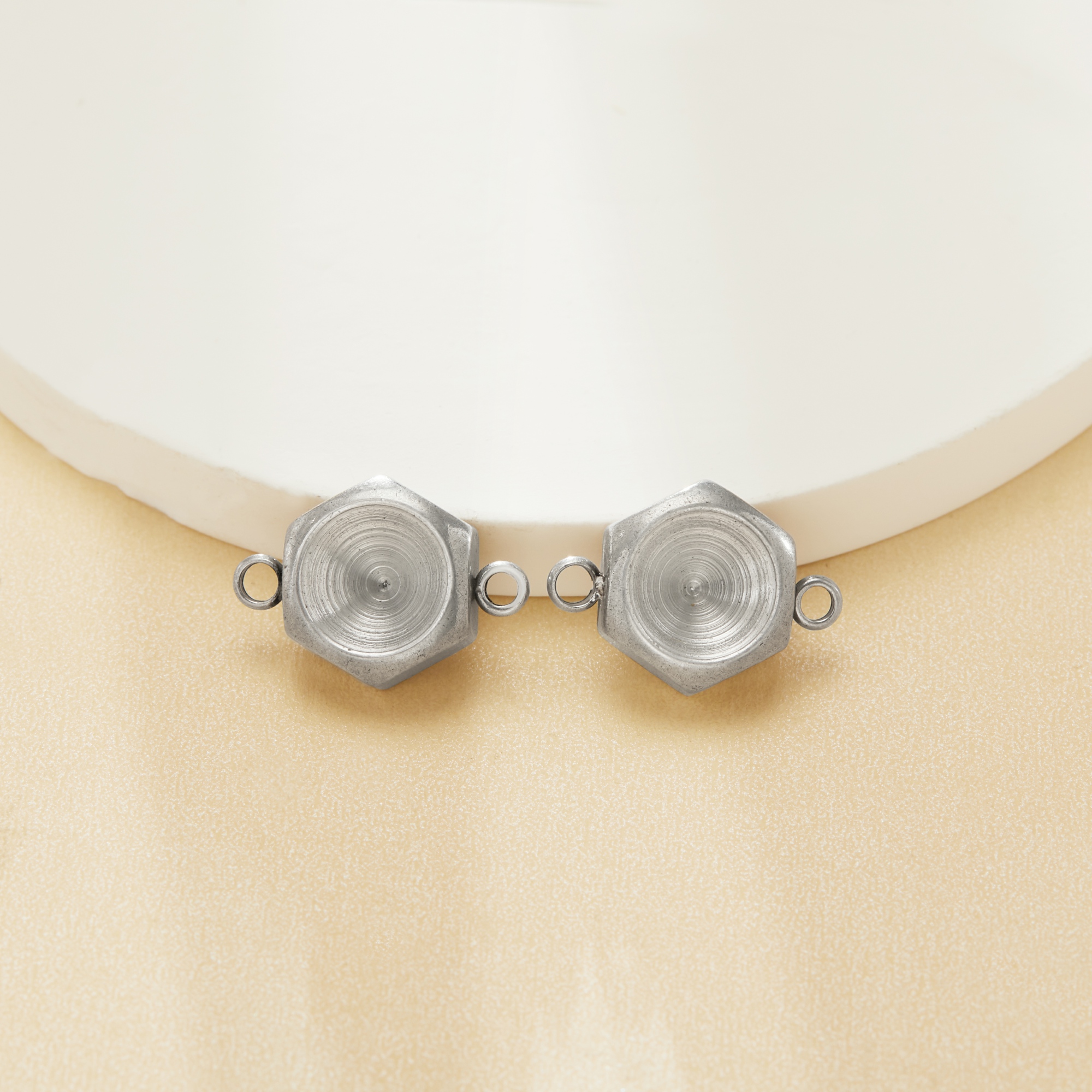 8MM Round Stainless Steel Pendant Settings With Two Loops,Minimalist Hexagon Pendant Charm Connector,DIY Pendant Blank Supplies 1431545 - Click Image to Close