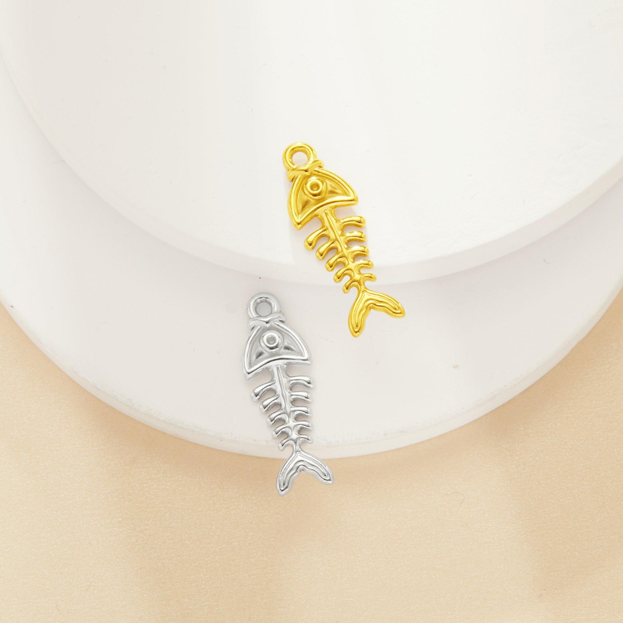 Fish Bones Stainless Steel Pendant,Silver Gold Plated Stainless Steel Pendant Charm,DIY Pendant Blank Supplies 1431548