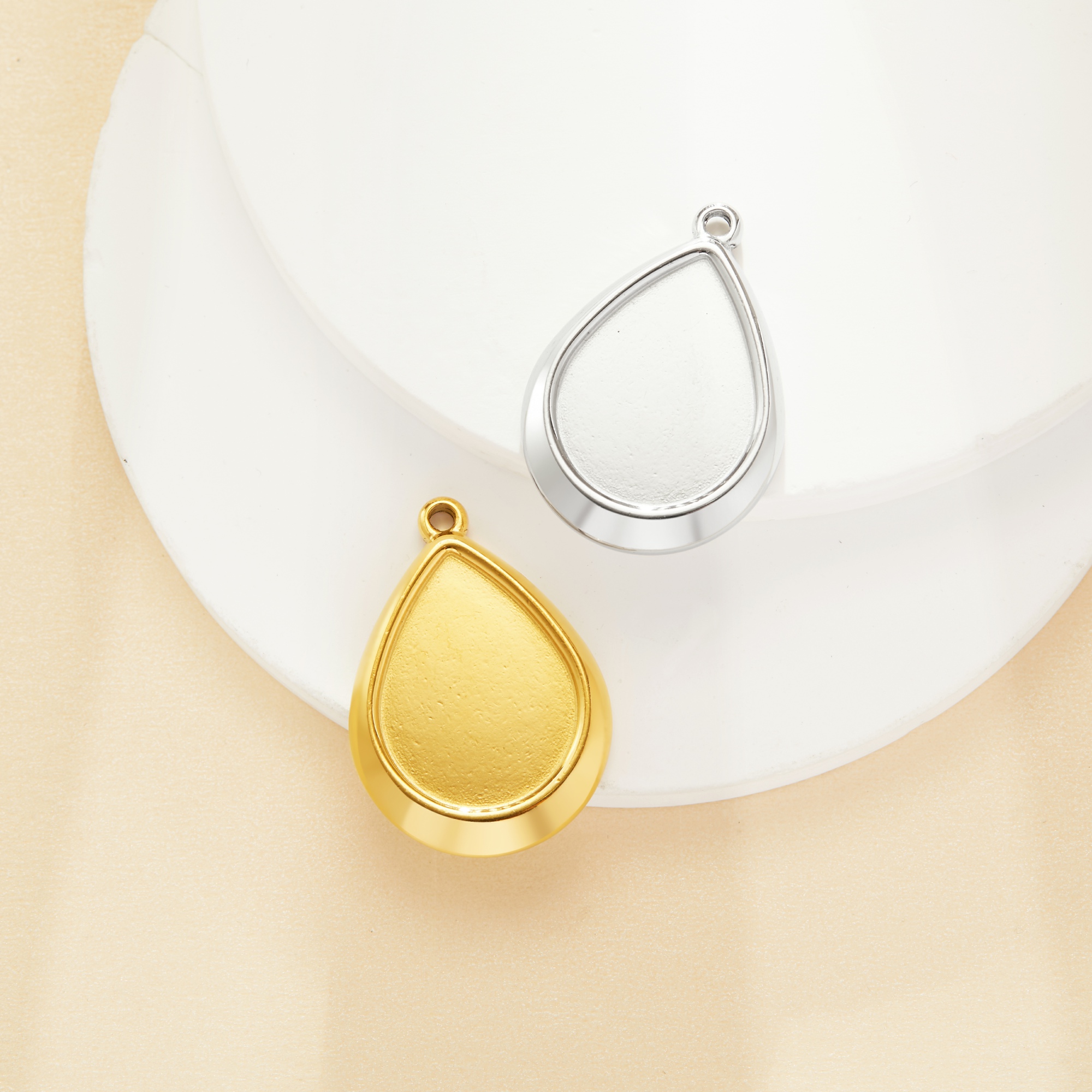 Keepsake Breast Milk Resin Pear Bezel Pendant Settings,Simple Stainless Steel Pear Pendant Charm,DIY Pendant Blank Supplies 1431549