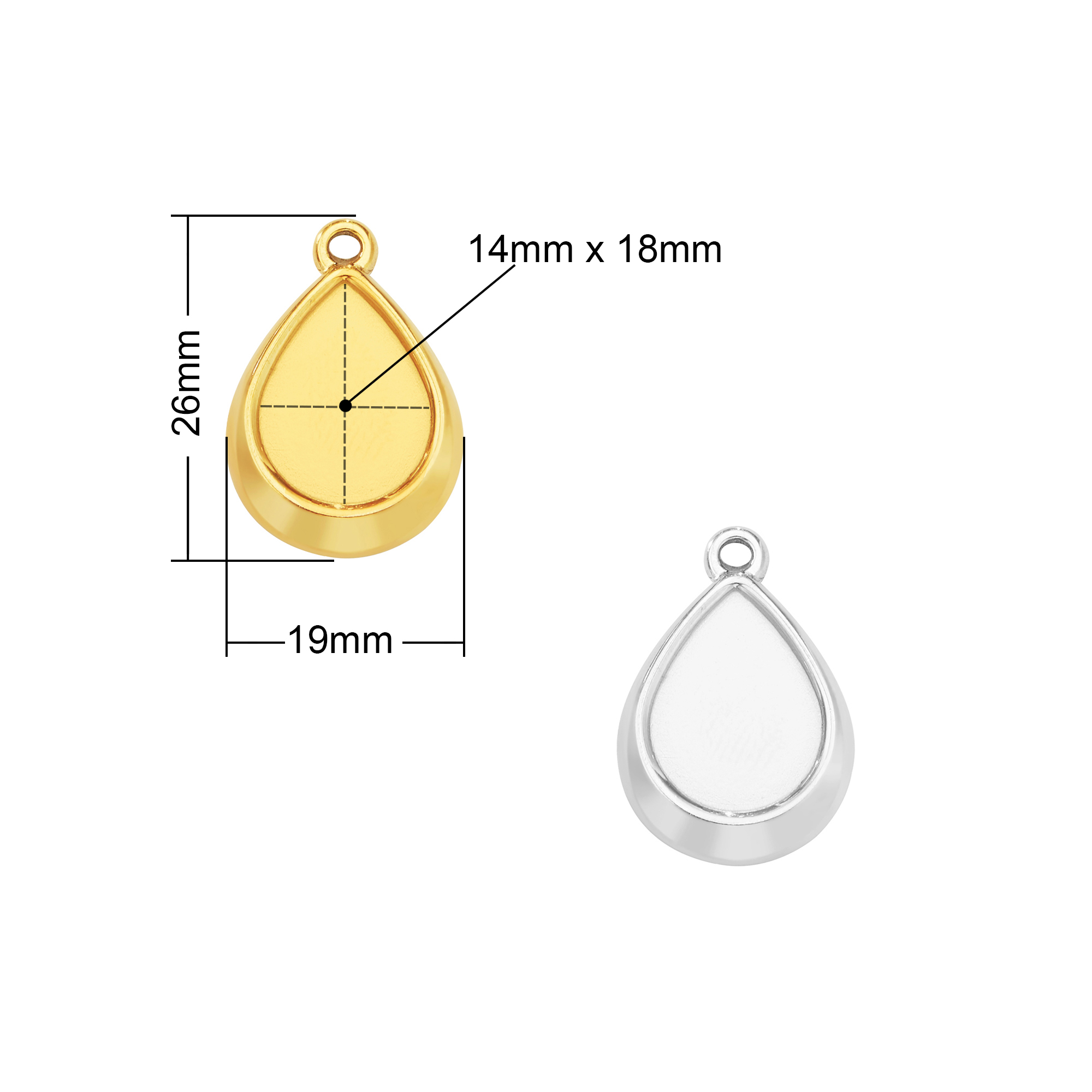 Keepsake Breast Milk Resin Pear Bezel Pendant Settings,Simple Stainless Steel Pear Pendant Charm,DIY Pendant Blank Supplies 1431549