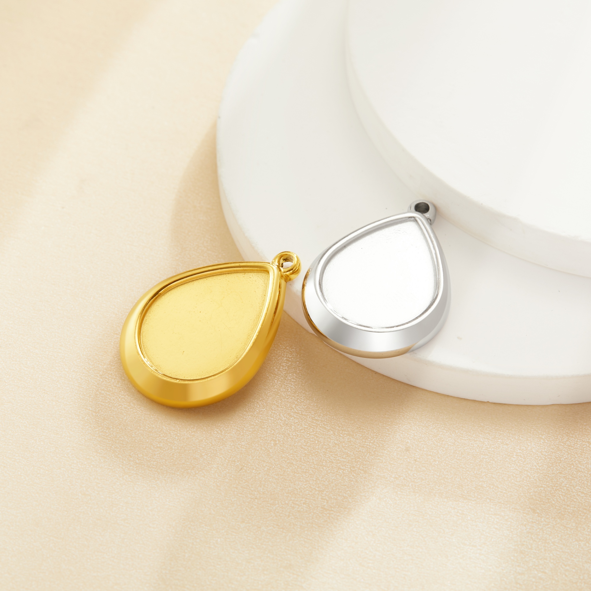 Keepsake Breast Milk Resin Pear Bezel Pendant Settings,Simple Stainless Steel Pear Pendant Charm,DIY Pendant Blank Supplies 1431549