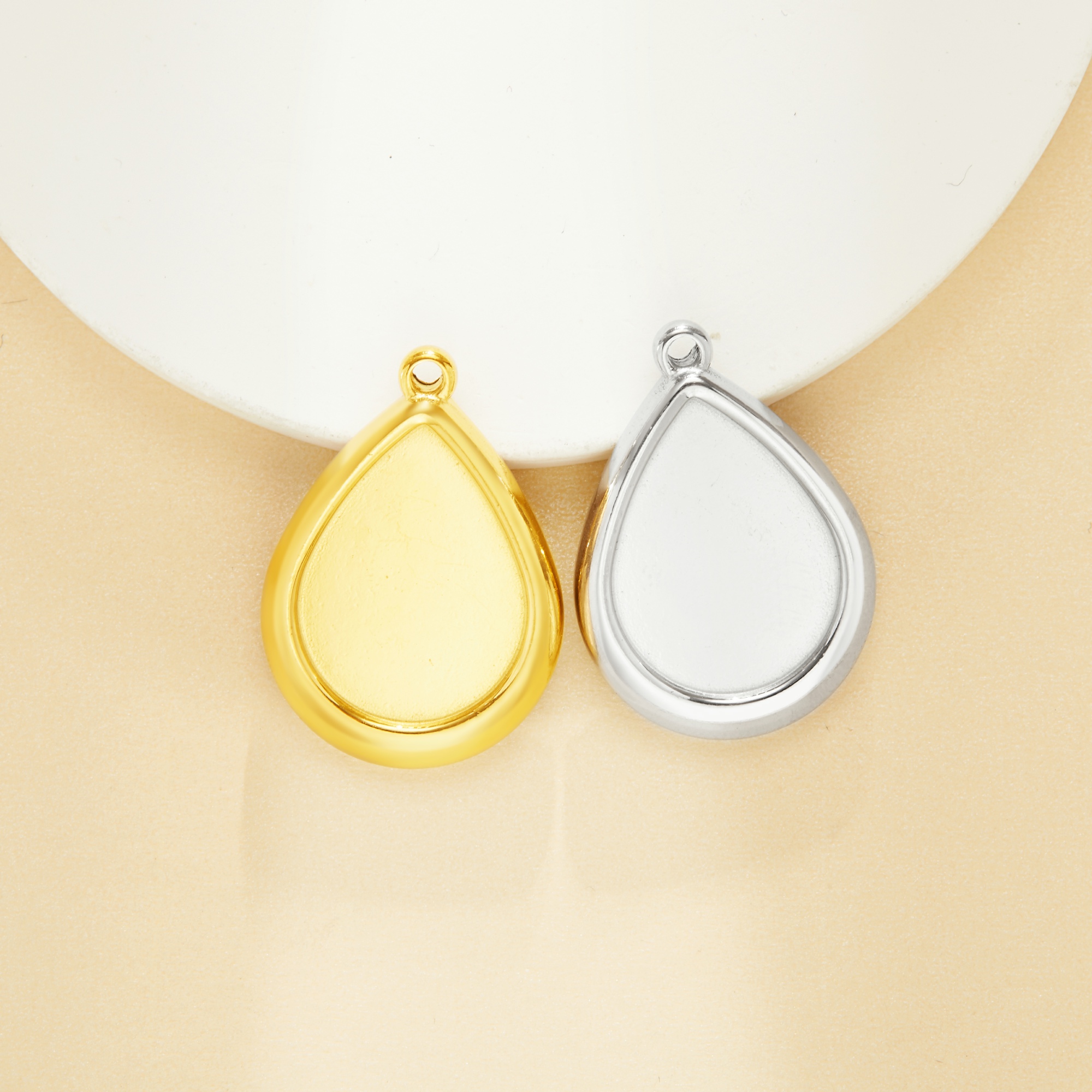 Keepsake Breast Milk Resin Pear Bezel Pendant Settings,Simple Stainless Steel Pear Pendant Charm,DIY Pendant Blank Supplies 1431549