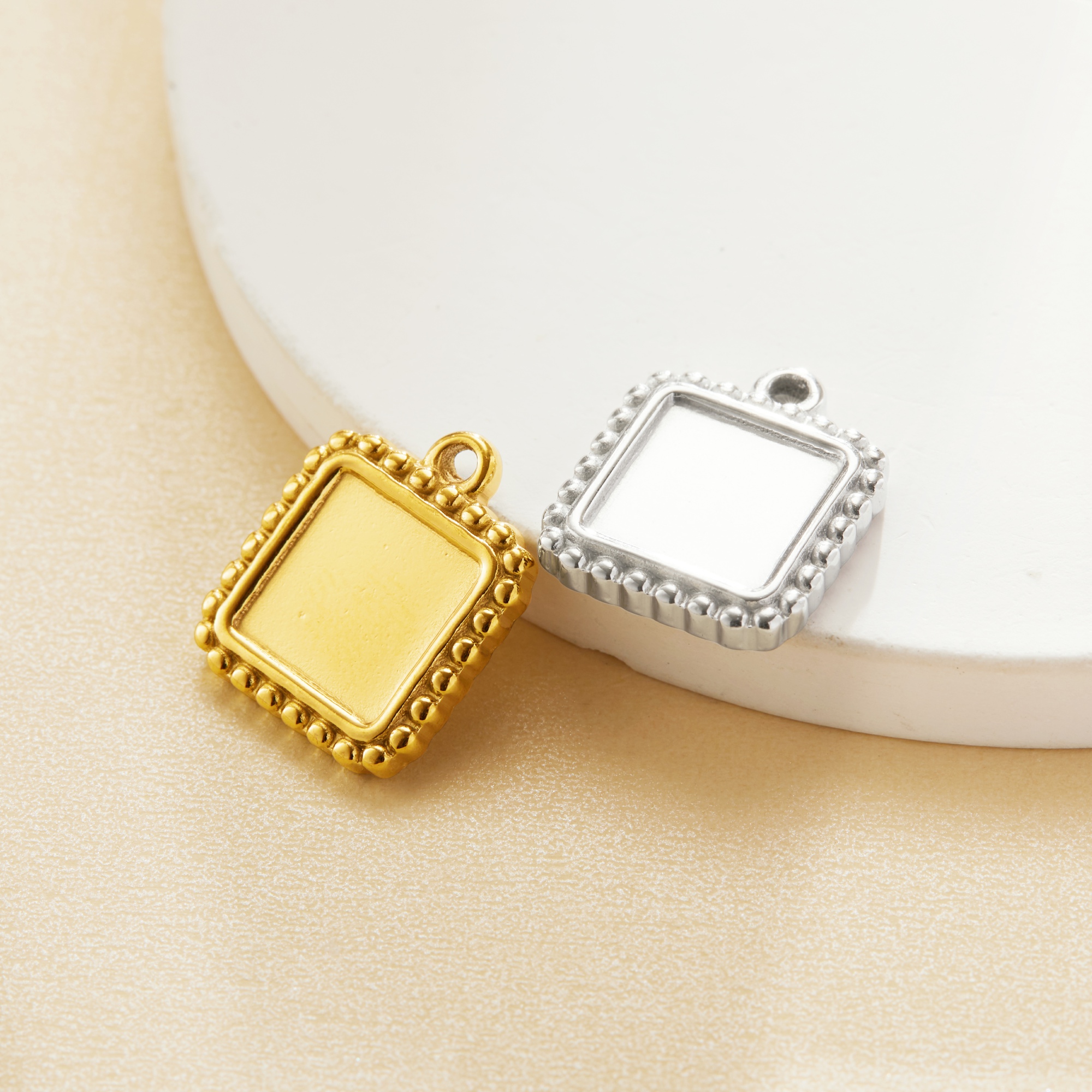 Keepsake Breast Milk Resin Square Bezel Pendant Settings,Simple Stainless Steel Square Pendant Charm,DIY Pendant Blank Supplies 1431550