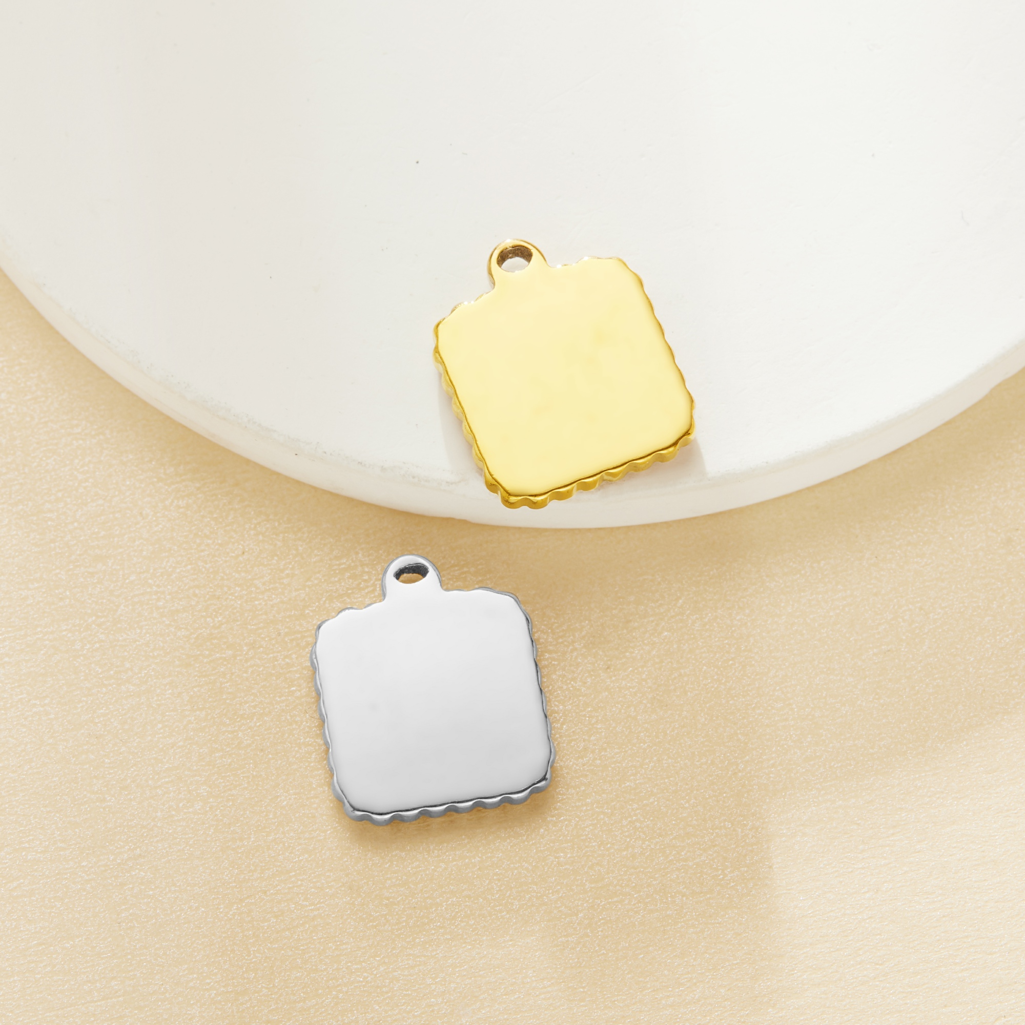 Keepsake Breast Milk Resin Square Bezel Pendant Settings,Simple Stainless Steel Square Pendant Charm,DIY Pendant Blank Supplies 1431550