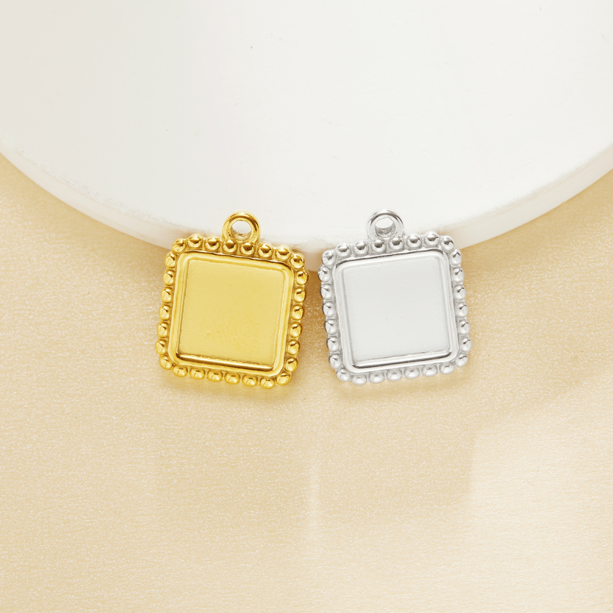 Keepsake Breast Milk Resin Square Bezel Pendant Settings,Simple Stainless Steel Square Pendant Charm,DIY Pendant Blank Supplies 1431550