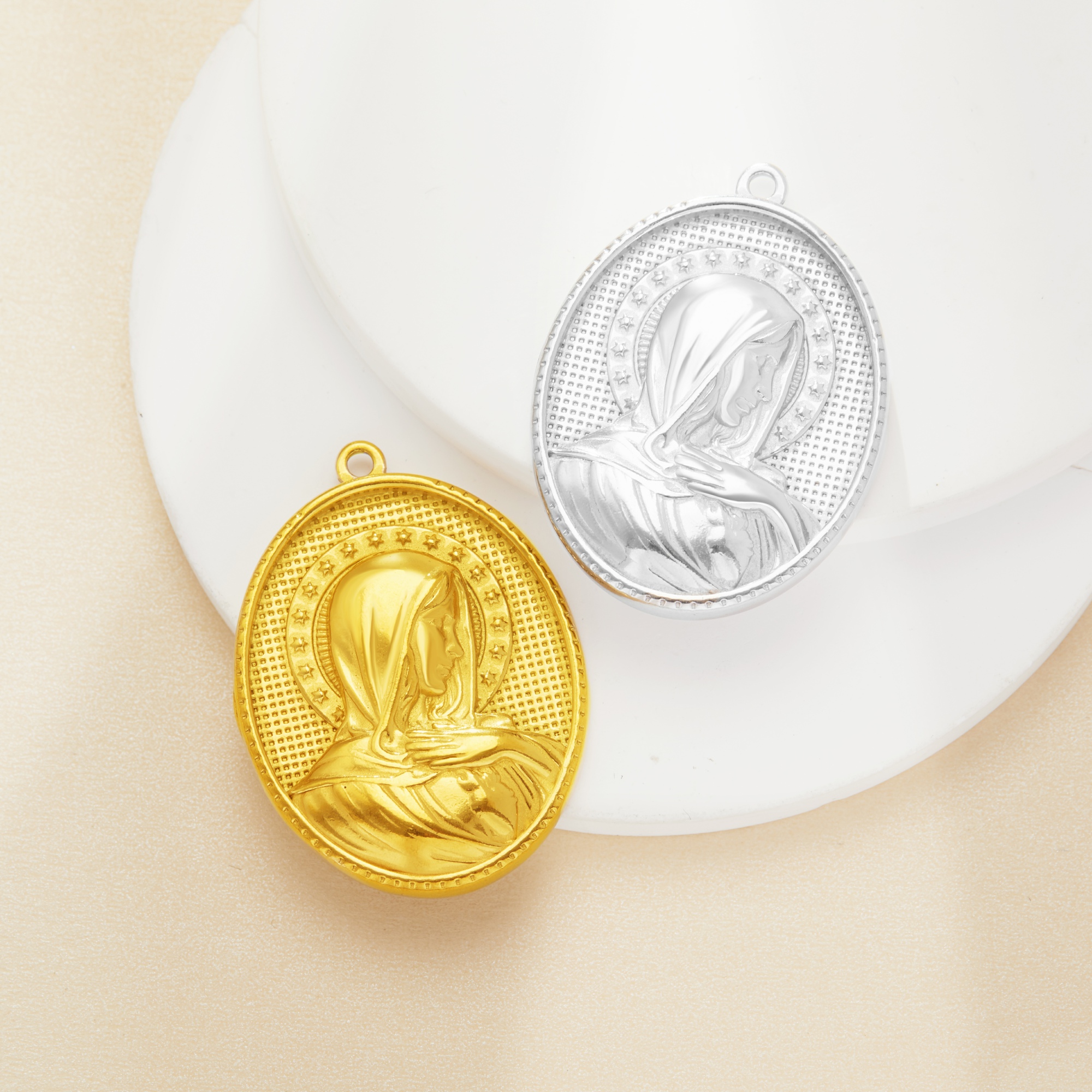 Virgin Mary Oval Pendant Charm,Mother of God Madonna Vintage Styles Oval Pendant Charm,DIY Pendant Charm Supplies 1431556