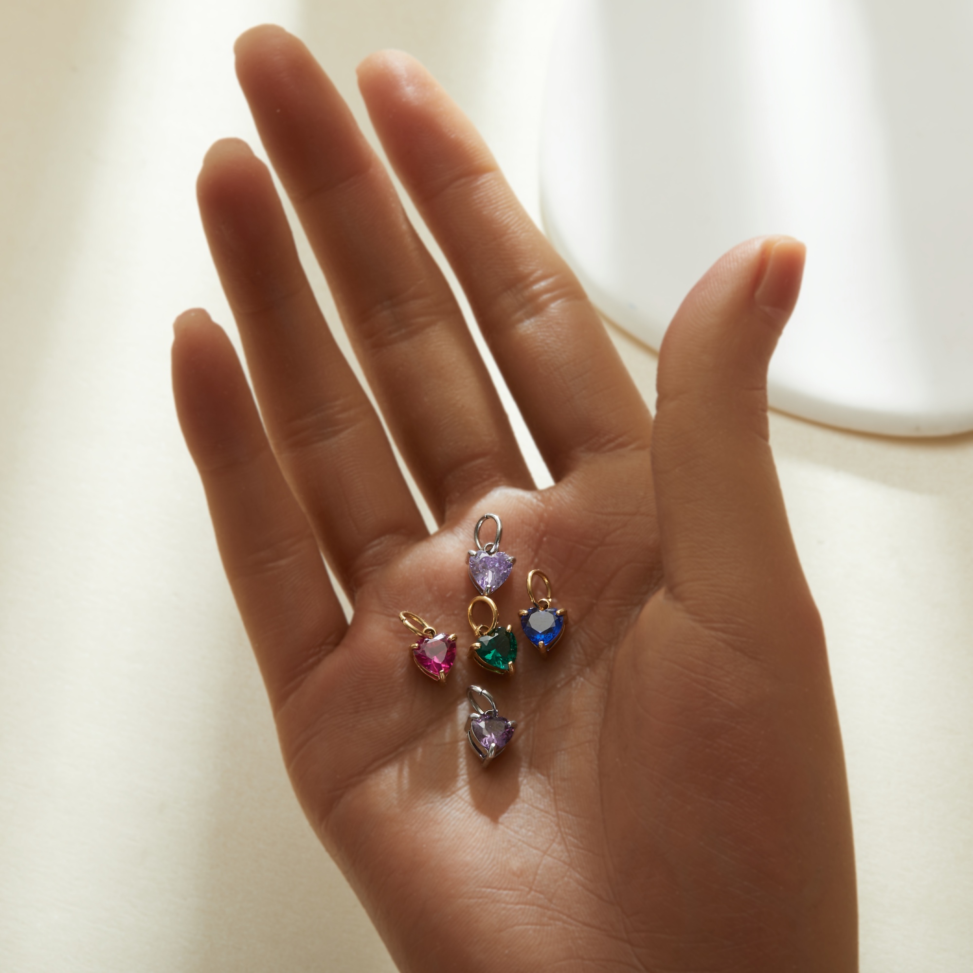 Simple Heart CZ Birthstone Pendant Charm,Color Stone Stainless Steel Minimalist Pendant Charm,DIY Pendant Charm Supplies 1431560