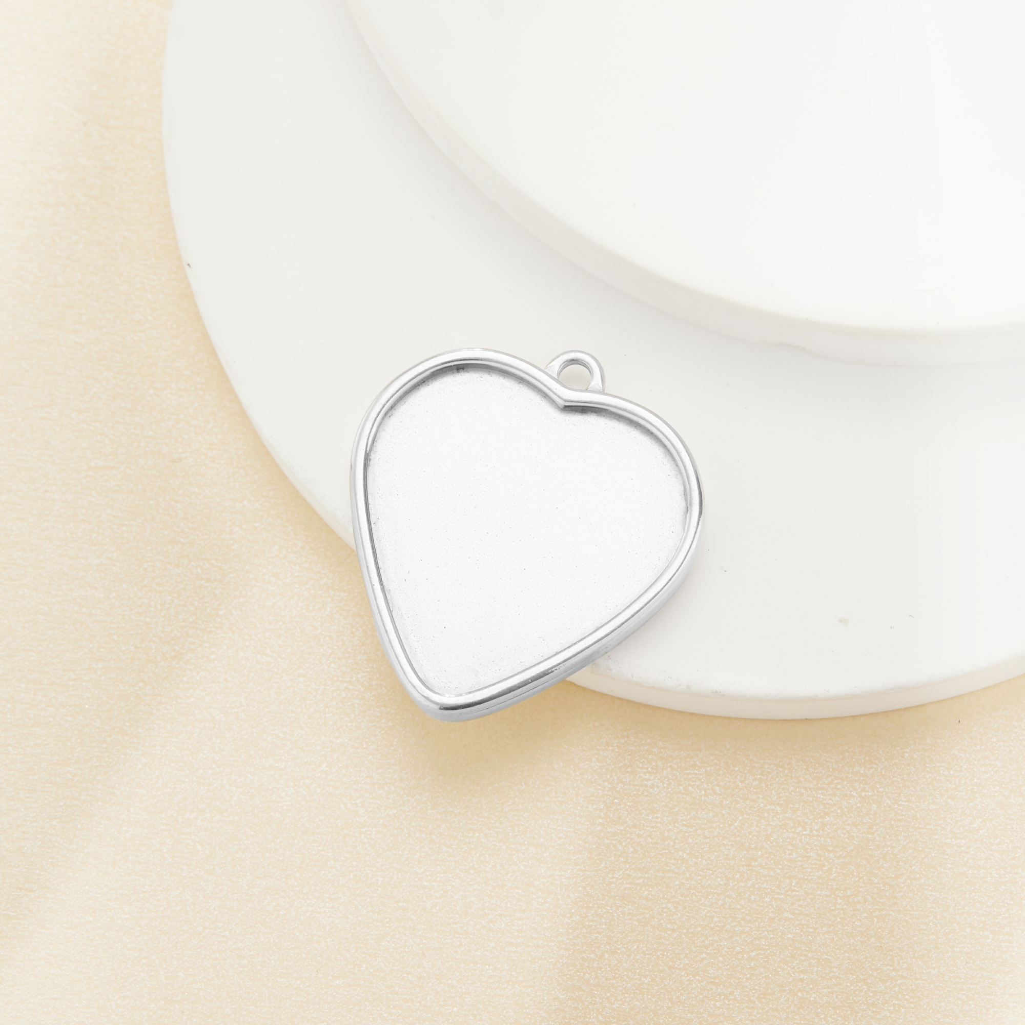 Keepsake Breast Milk Double Sides Heart Pendant Bezel,Minimalist Stainless Steel Heart Pendant Charm,DIY Pendant Charm Supplies 1431561