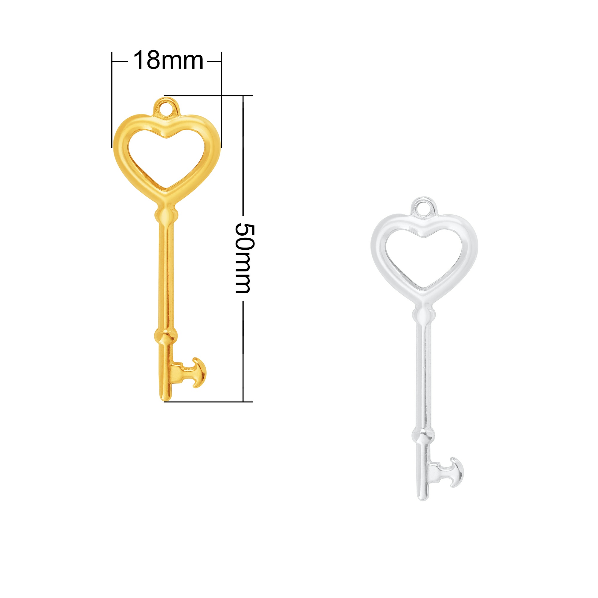 Minimalist Heart Key Pendant,Simple Key Stainless Steel Pendant Charm,DIY Pendant Charm Supplies 1431563