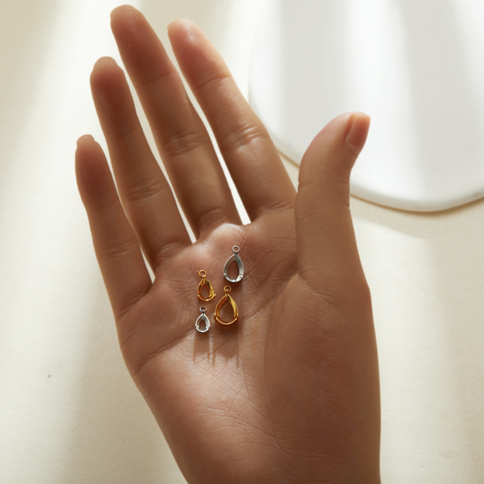 Minimalist Pear Prongs Pendant Settings,Simple Stainless Steel Pendant Charm,Jewelry Making,DIY Pendant Charm Supplies 1431564