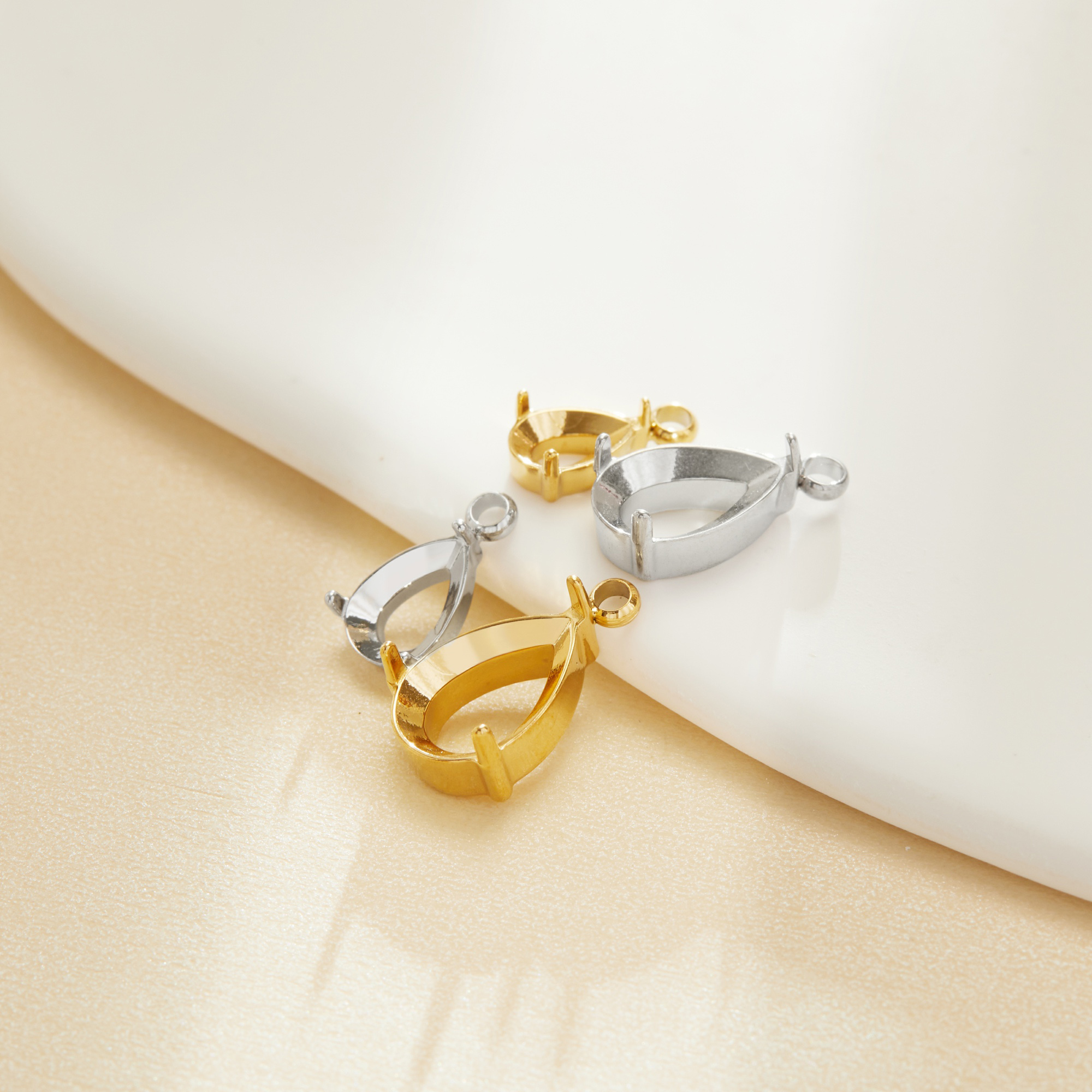 Minimalist Pear Prongs Pendant Settings,Simple Stainless Steel Pendant Charm,Jewelry Making,DIY Pendant Charm Supplies 1431564