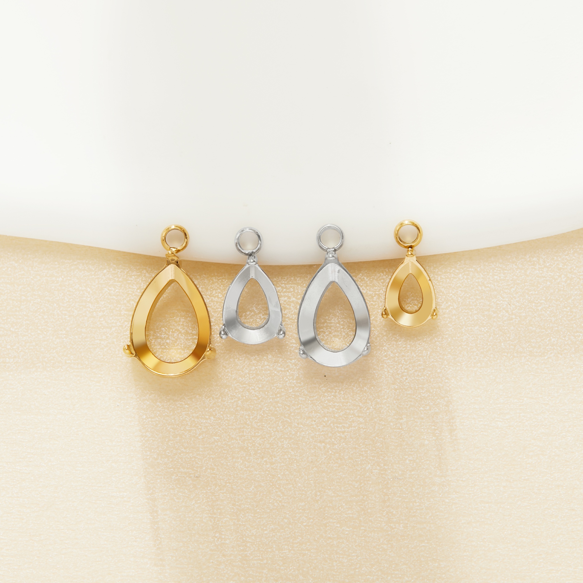 Minimalist Pear Prongs Pendant Settings,Simple Stainless Steel Pendant Charm,Jewelry Making,DIY Pendant Charm Supplies 1431564