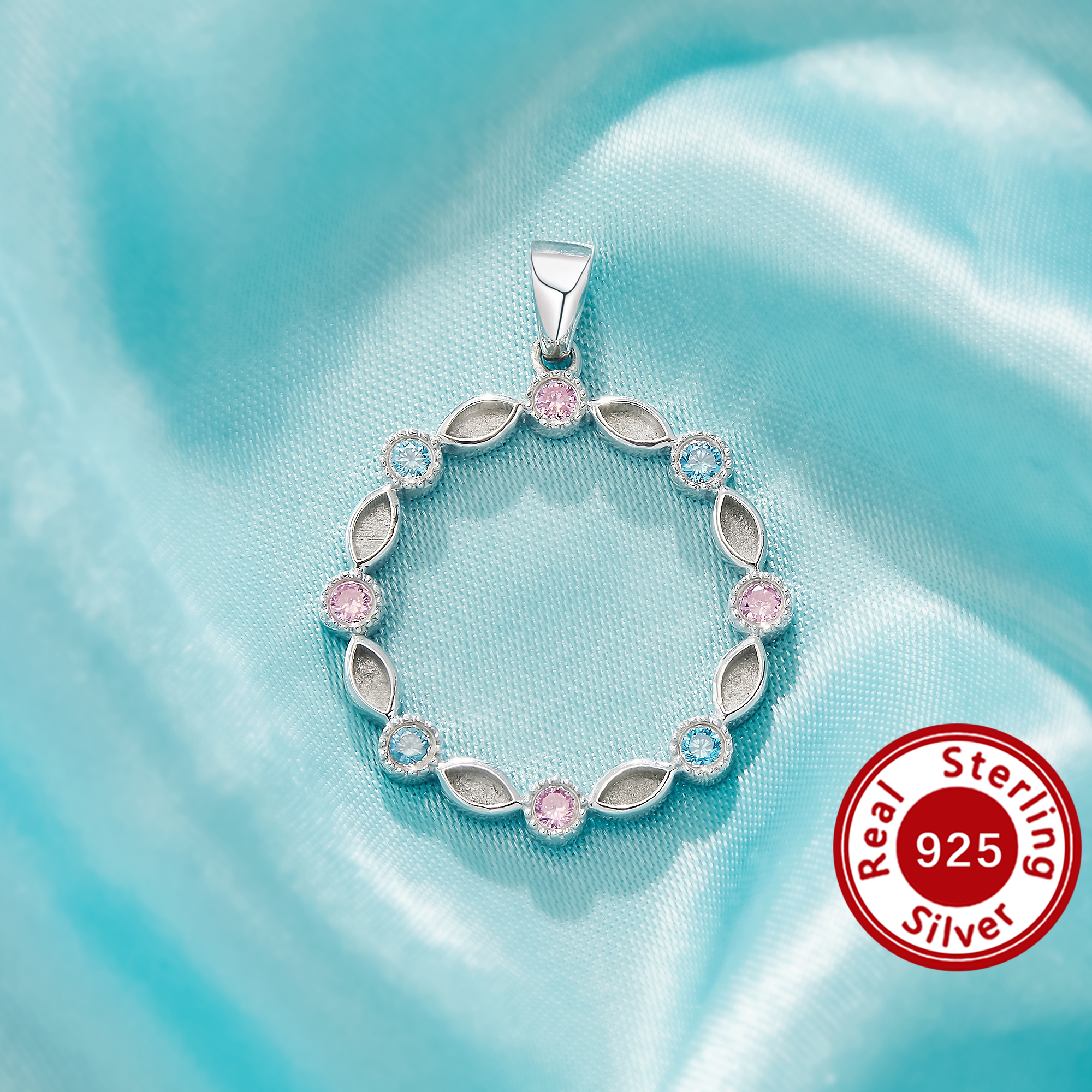 Keepsake Breast Milk Resin Marquise Bezel Pendant Settings,Solid 925 Sterling Silver Round Pendant Charm,Birthstone Pendant,DIY Pendant Supplies 1431568-1