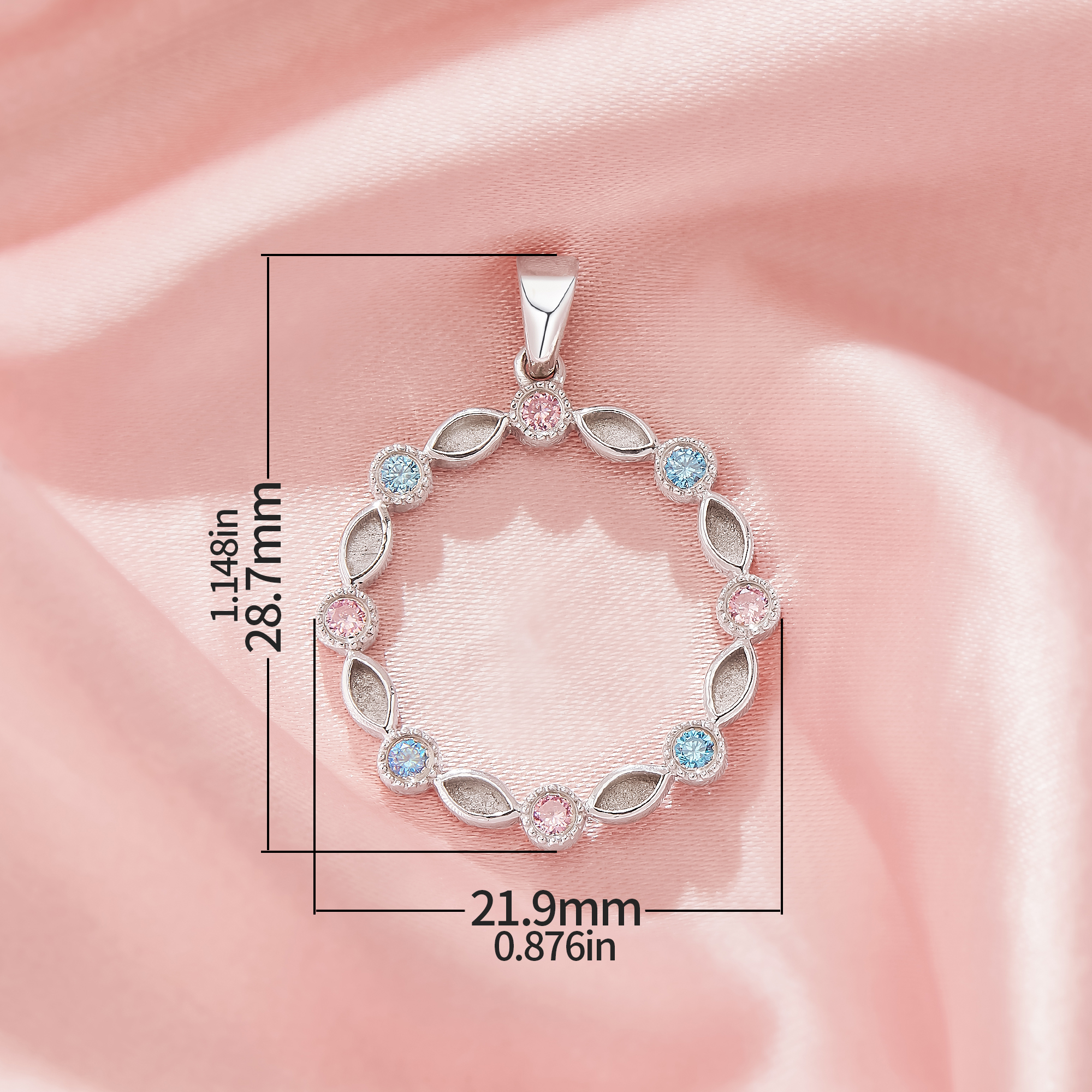 Keepsake Breast Milk Resin Marquise Bezel Pendant Settings,Solid 925 Sterling Silver Round Pendant Charm,Birthstone Pendant,DIY Pendant Supplies 1431568-1