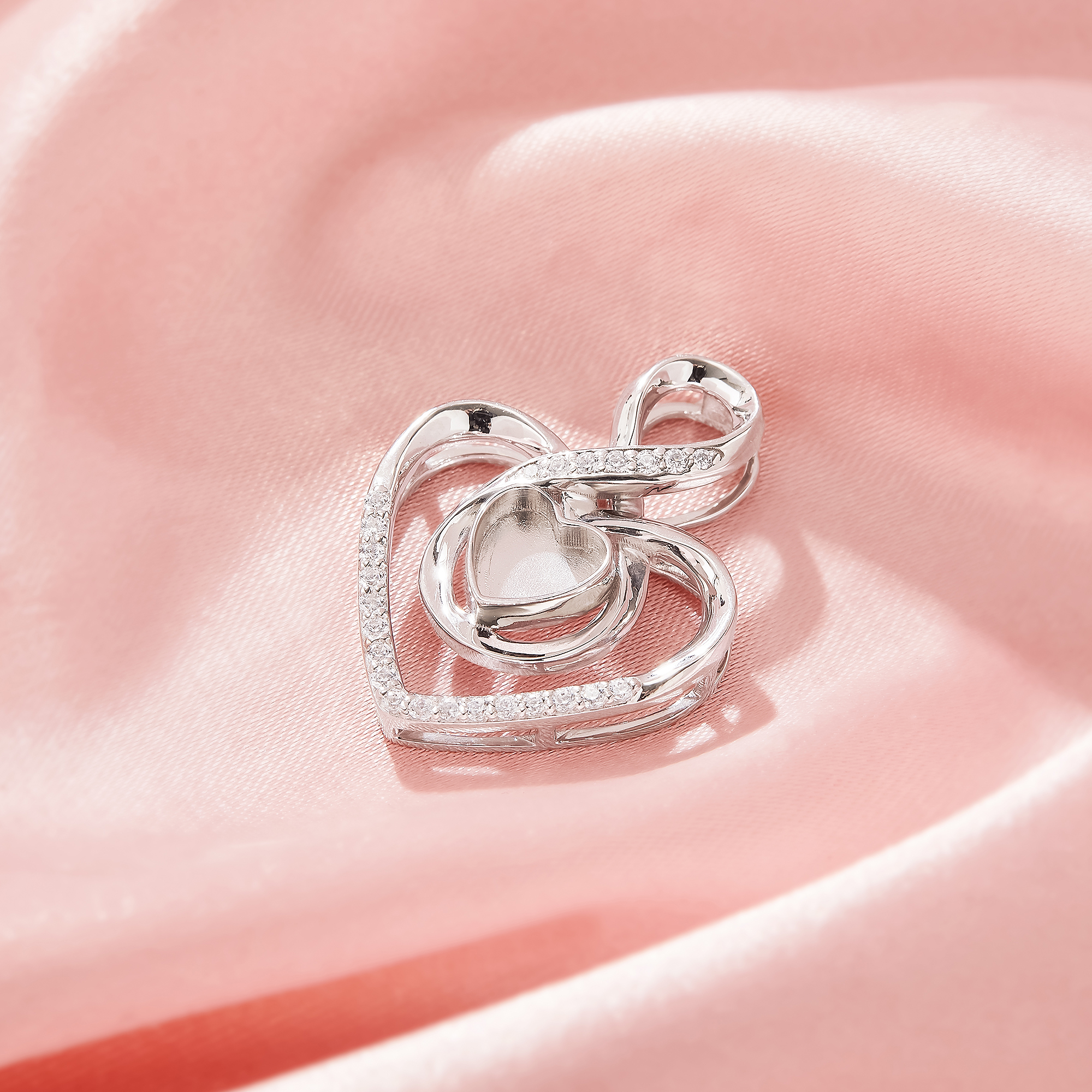 Keepsake Breast Milk Resin Heart Bezel Pendant Settings,Infinity Solid 925 Sterling Silver Pendant Charm,Art Deco Heart Pendant,DIY Pendant Supplies 1431569-1