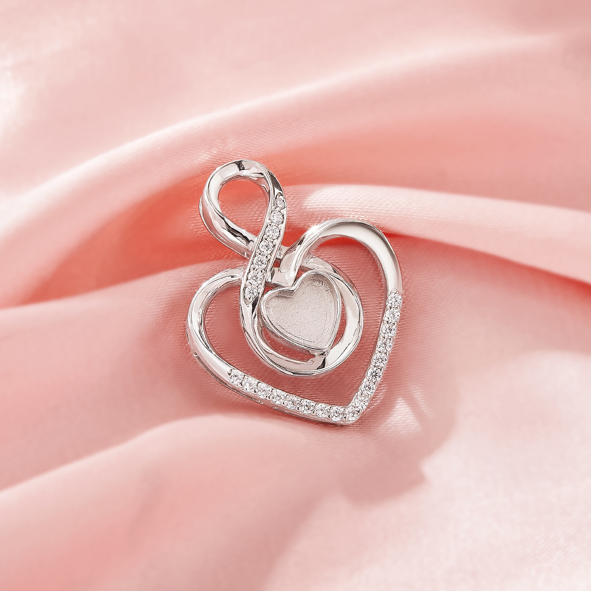 Keepsake Breast Milk Resin Heart Bezel Pendant Settings,Infinity Solid 925 Sterling Silver Pendant Charm,Art Deco Heart Pendant,DIY Pendant Supplies 1431569-1