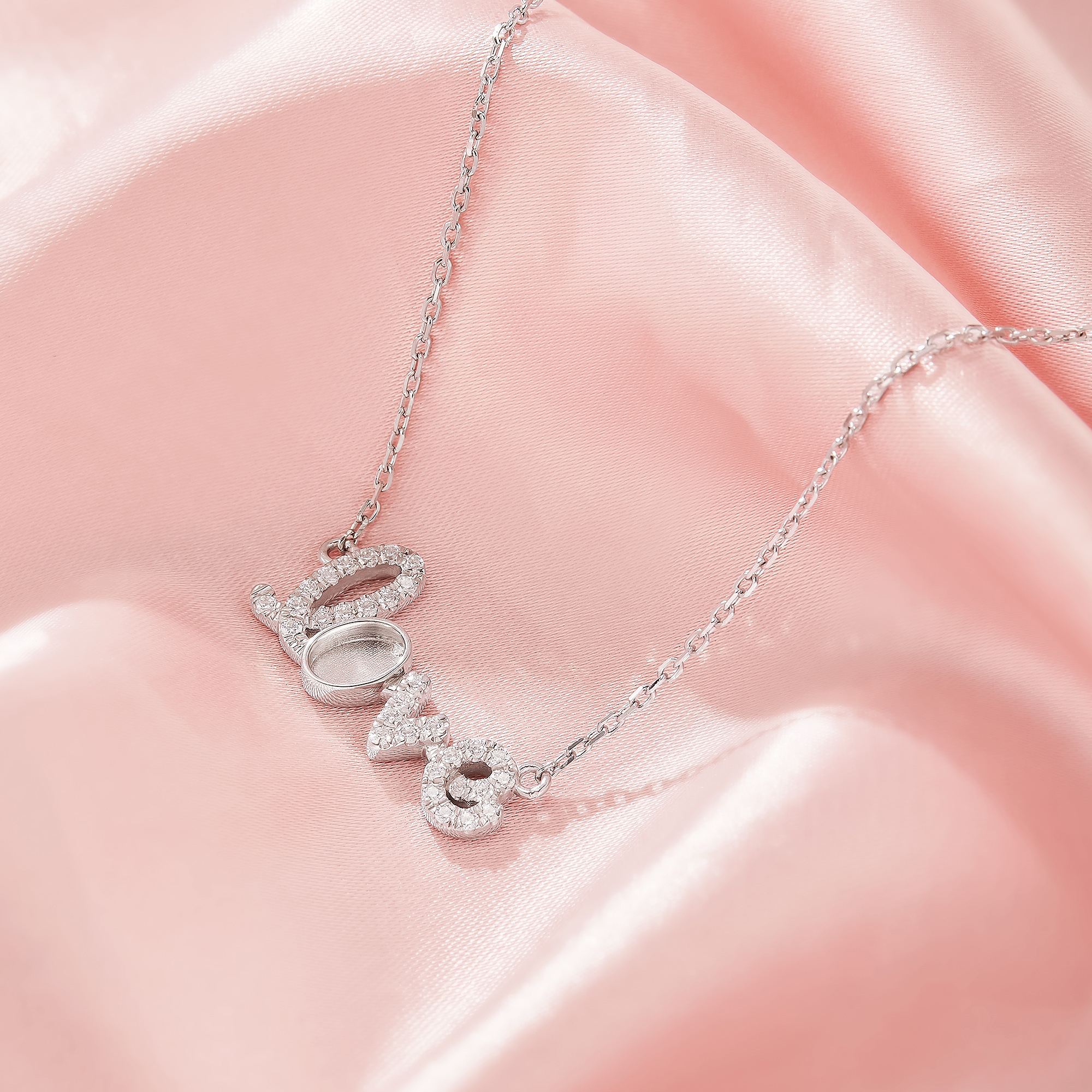 Keepsake Breast Milk Resin 4x6MM Oval Bezel Pendant Settings, Solid 925 Sterling Silver Necklace,LOVE Necklace With Chain 1431570-1